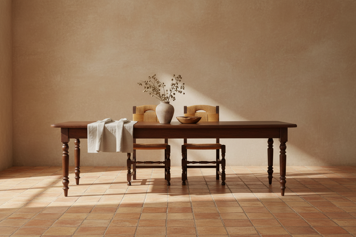 French provincial and country antiques styled in a rustic farmhouse interior