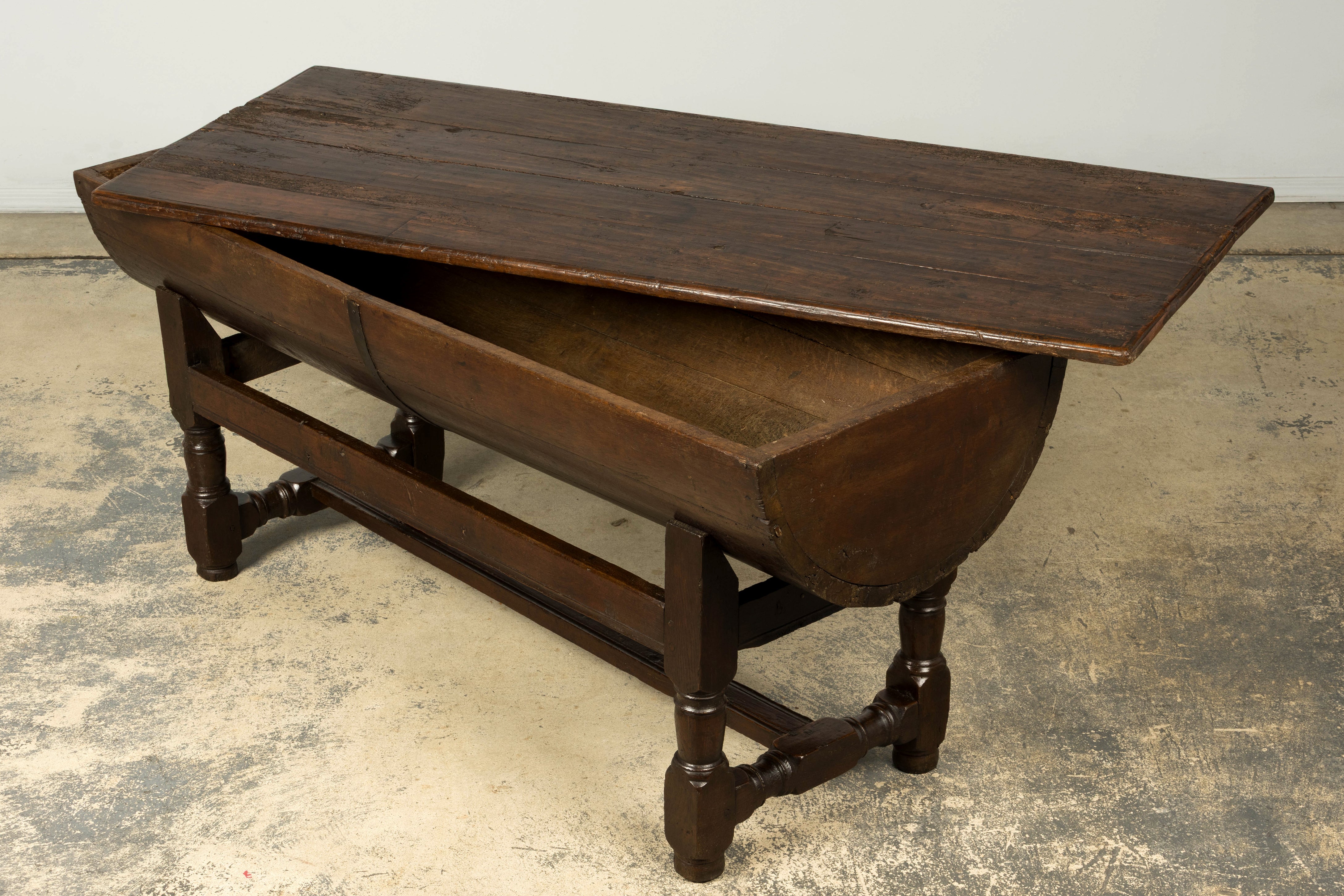 18th Century French Provincial Oak Petrin Dough Bin Table