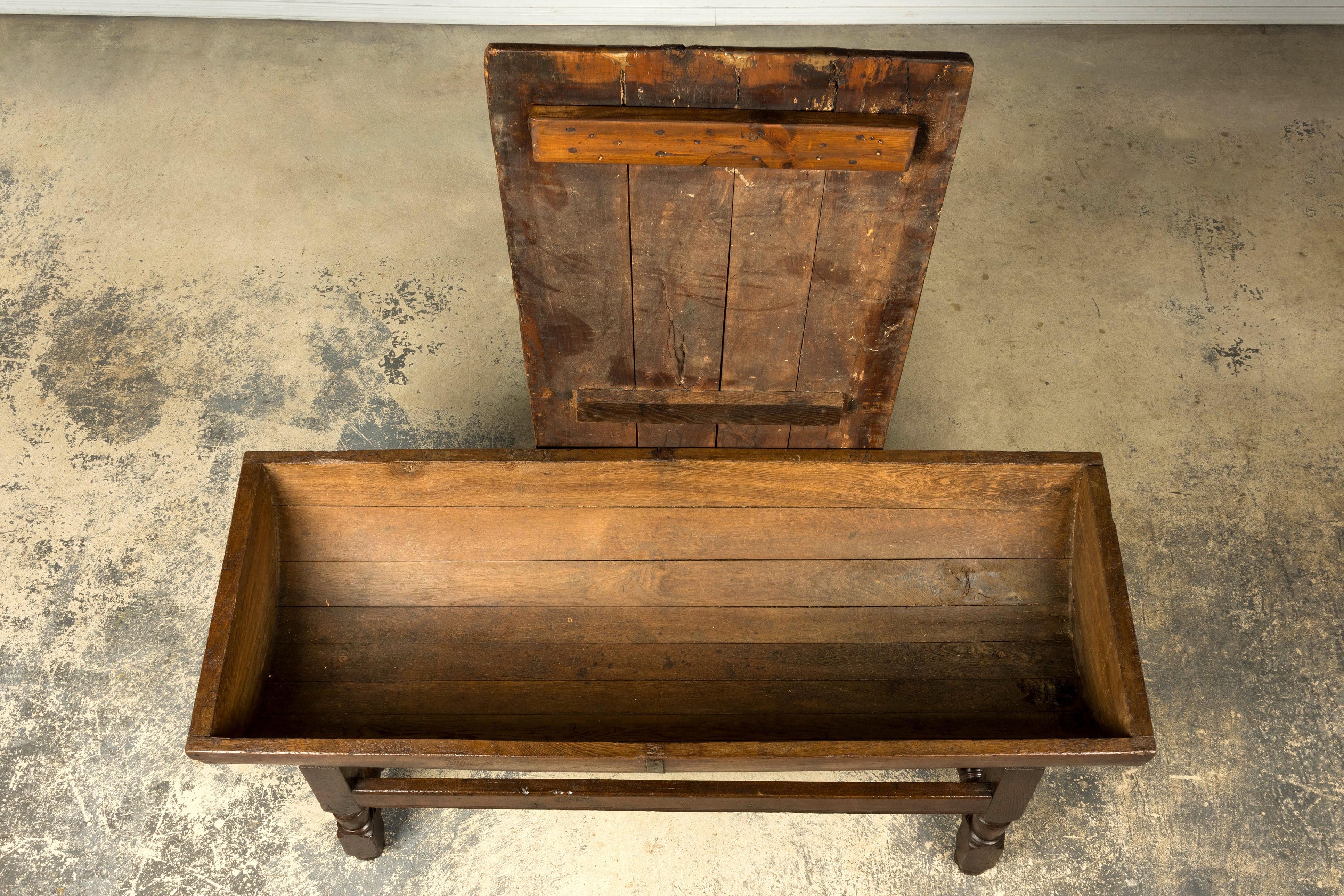 18th Century French Provincial Oak Petrin Dough Bin Table