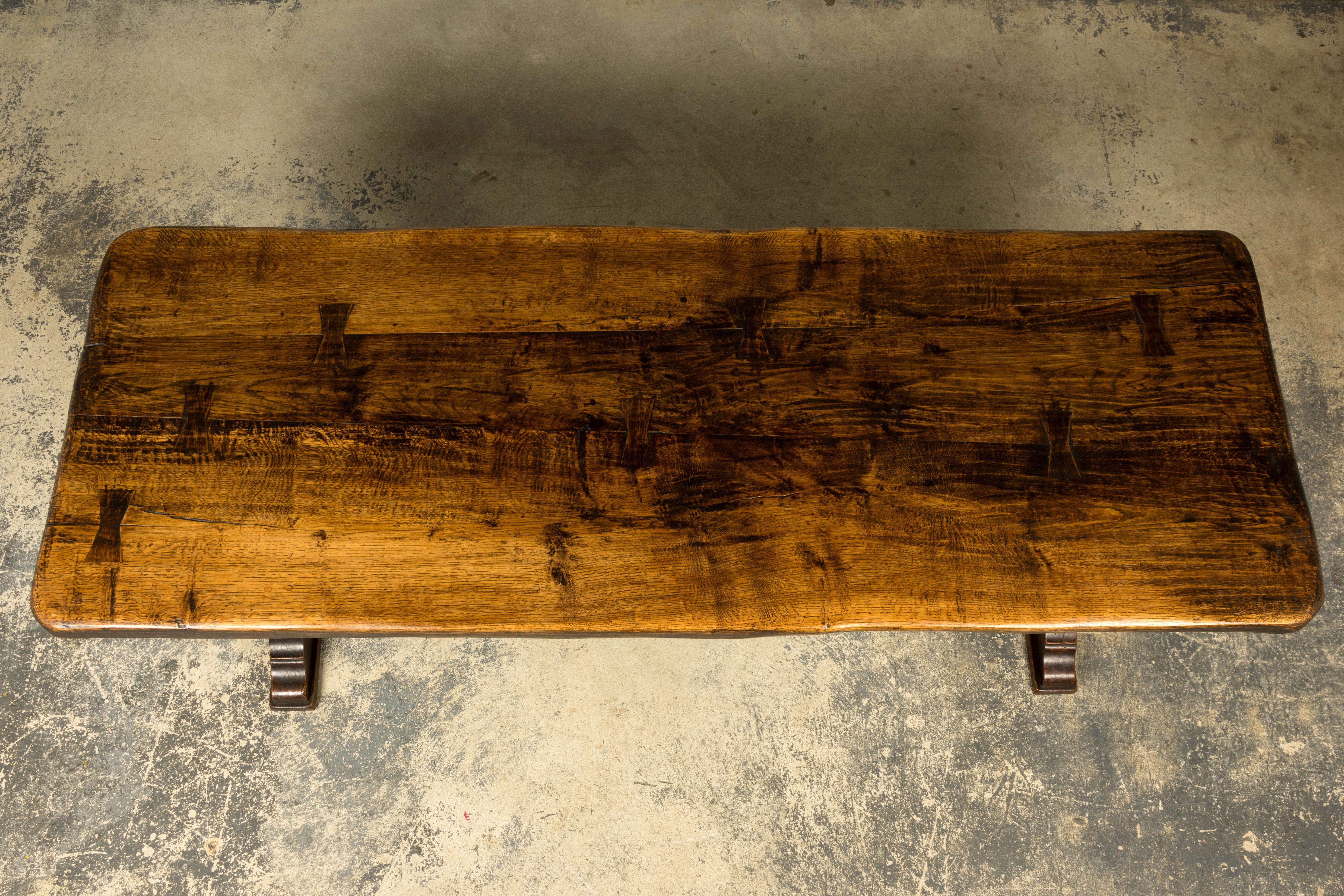 18th Century French Provincial Oak Refectory Trestle Dining Table