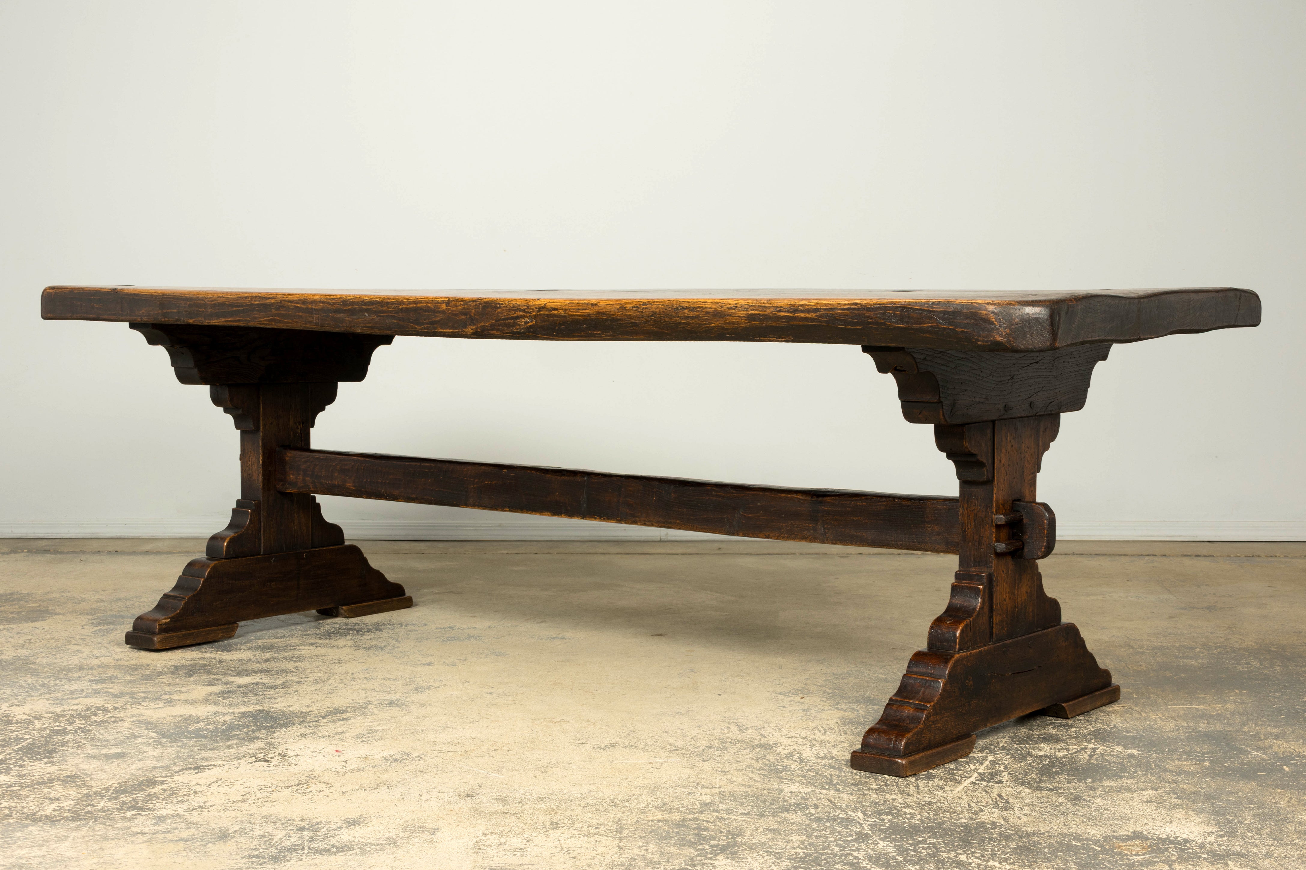 18th Century French Provincial Oak Refectory Trestle Dining Table