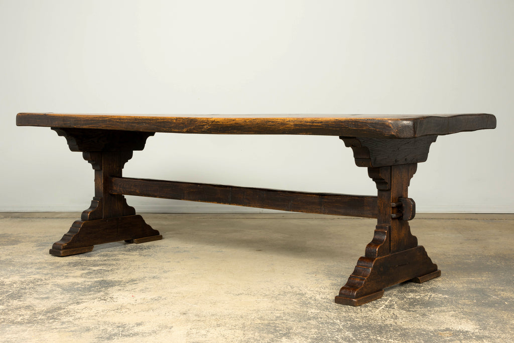 18th Century French Provincial Oak Refectory Trestle Dining Table