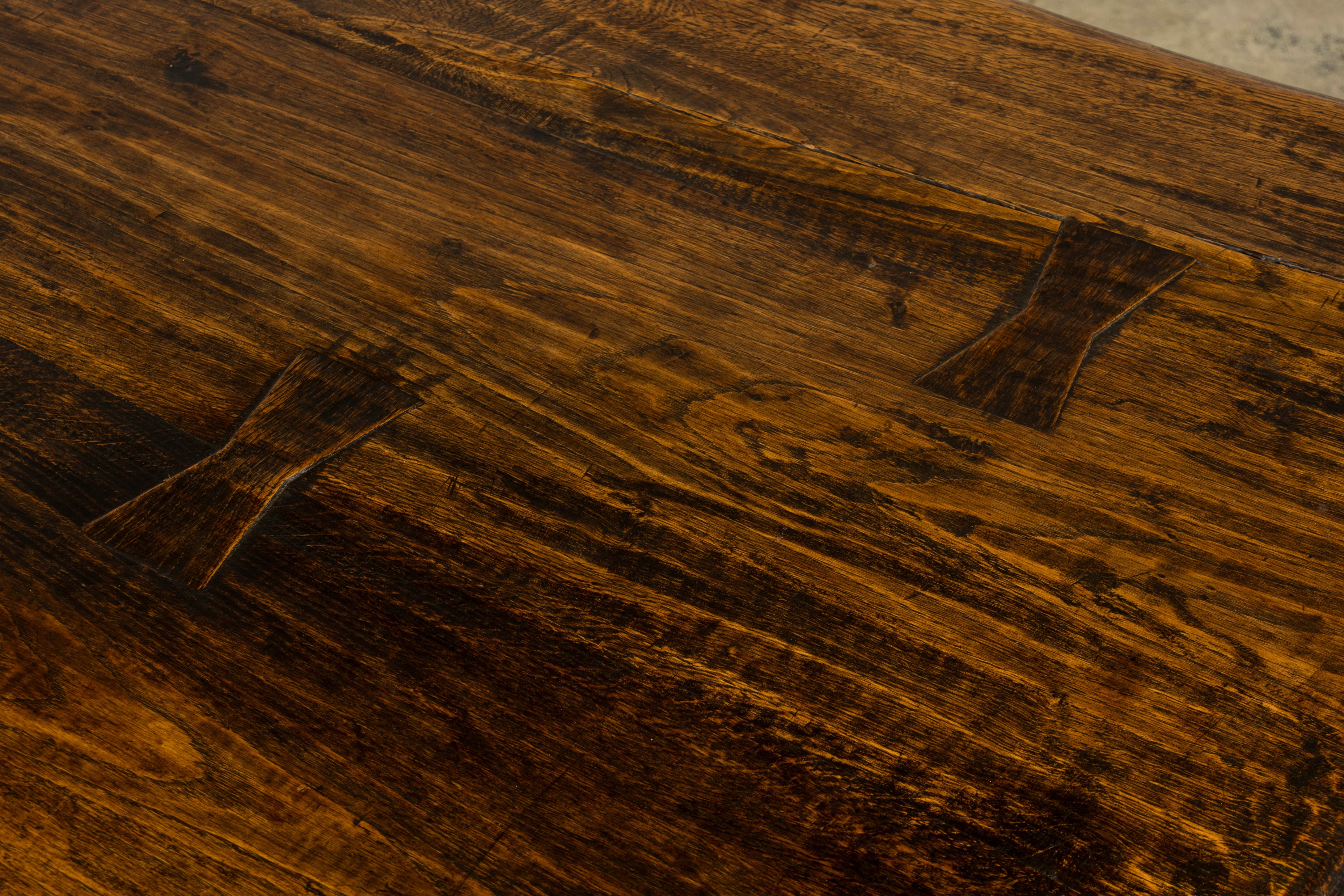 18th Century French Provincial Oak Refectory Trestle Dining Table