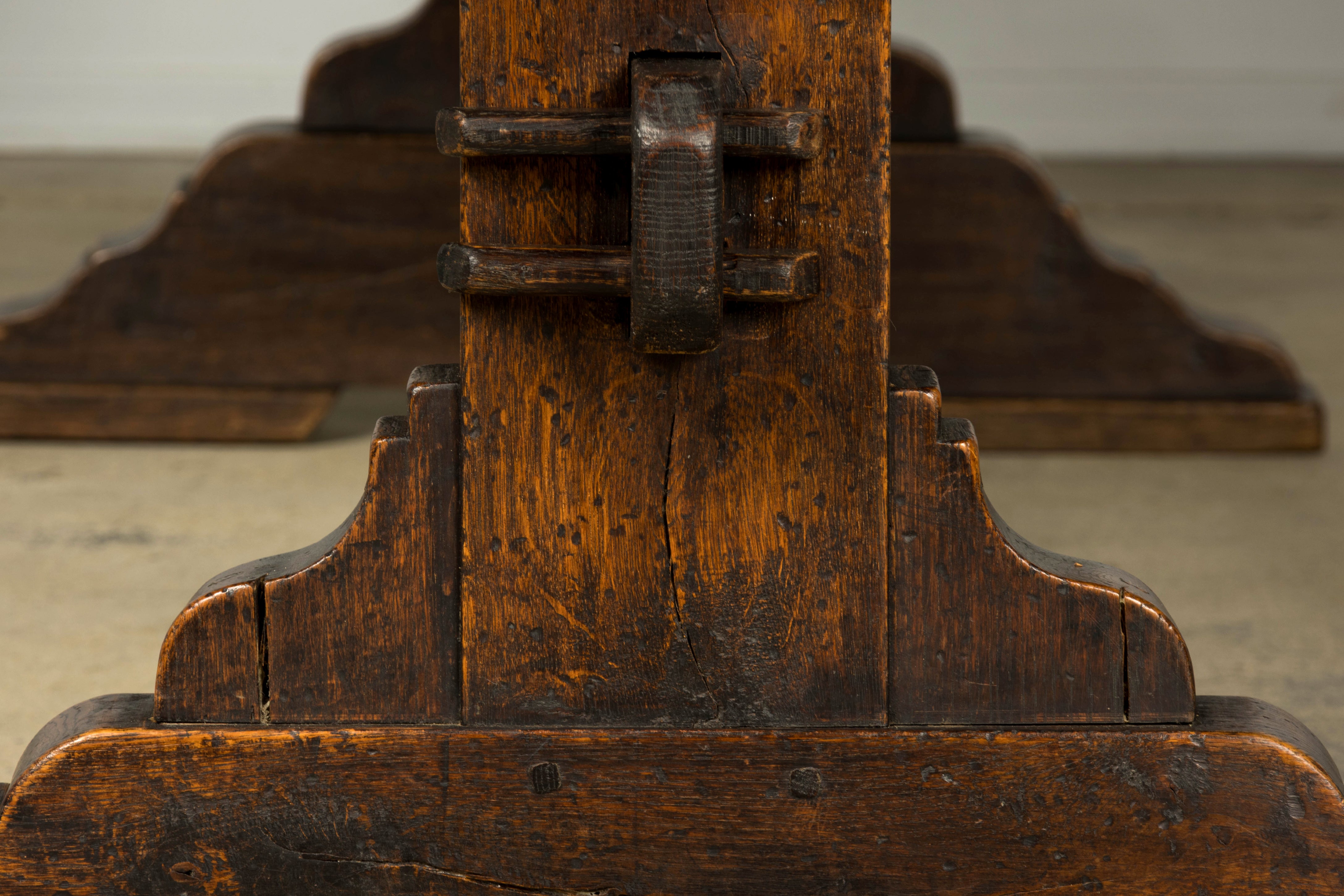 18th Century French Provincial Oak Refectory Trestle Dining Table