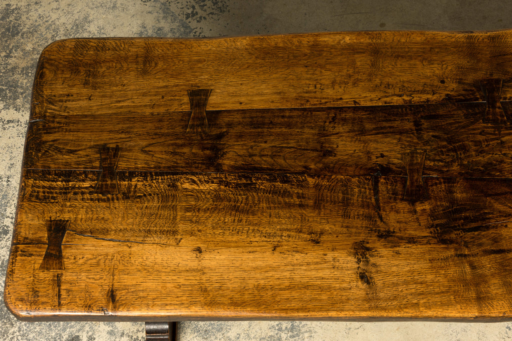 18th Century French Provincial Oak Refectory Trestle Dining Table