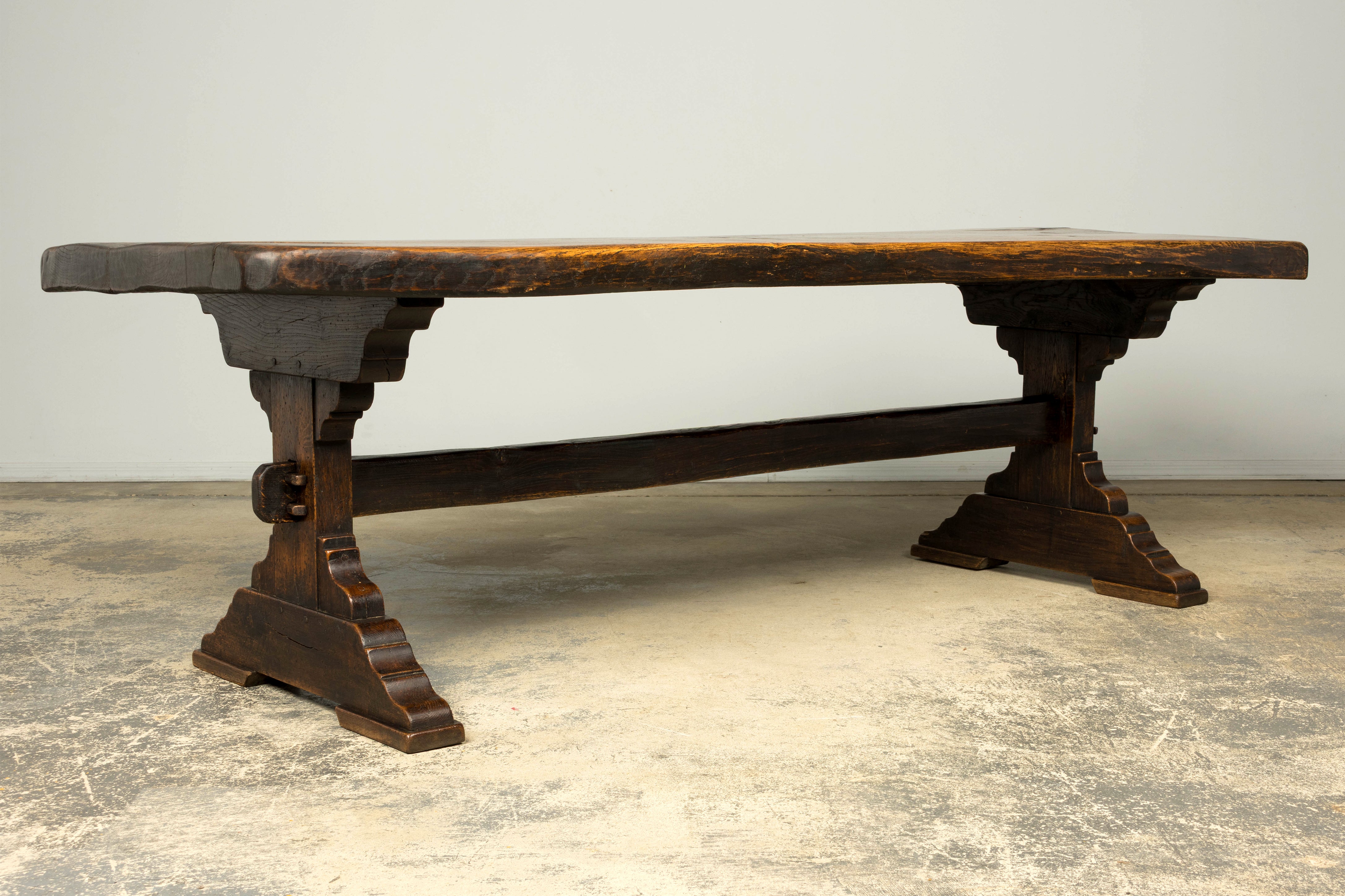 18th Century French Provincial Oak Refectory Trestle Dining Table
