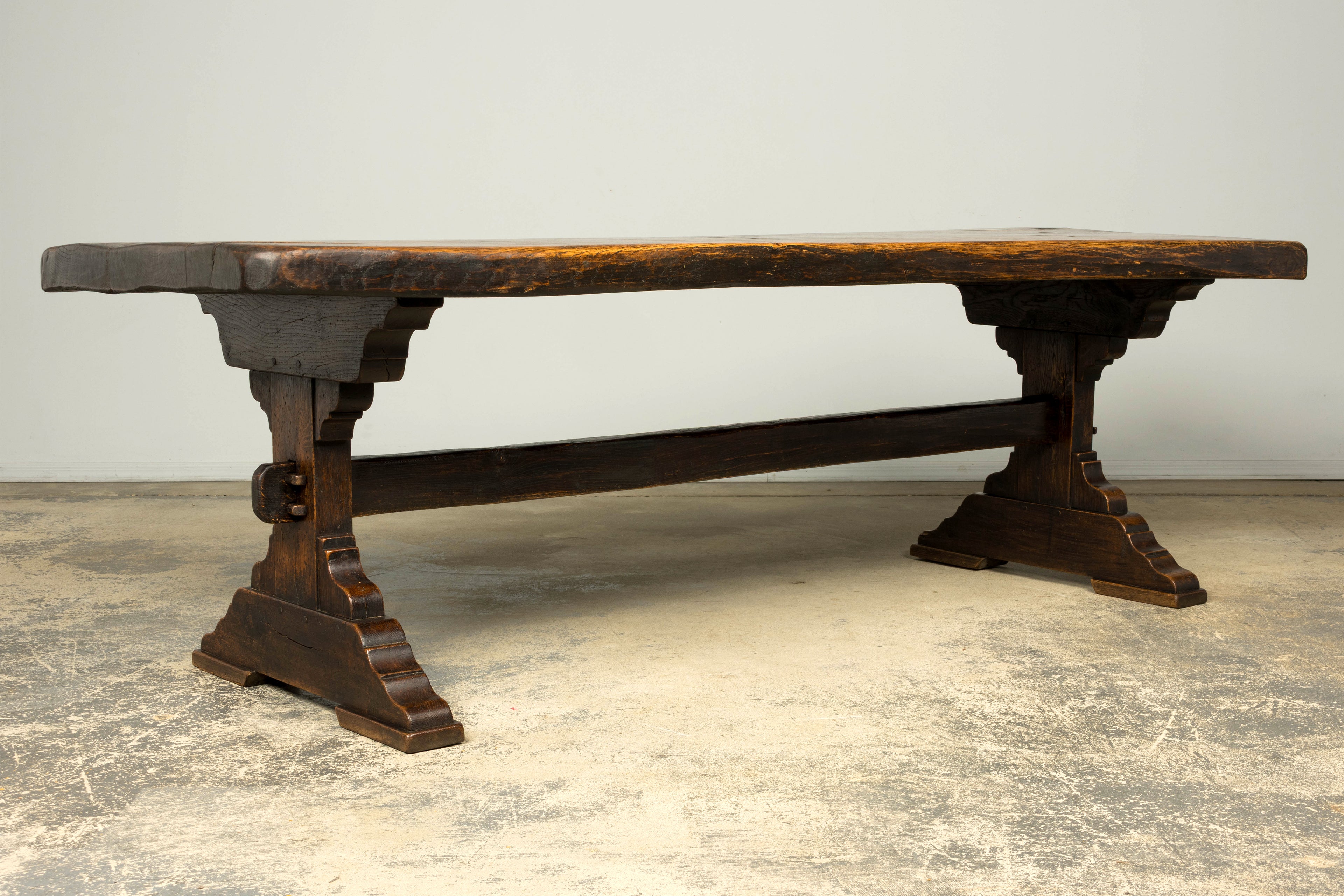 18th Century French Provincial Oak Refectory Trestle Dining Table