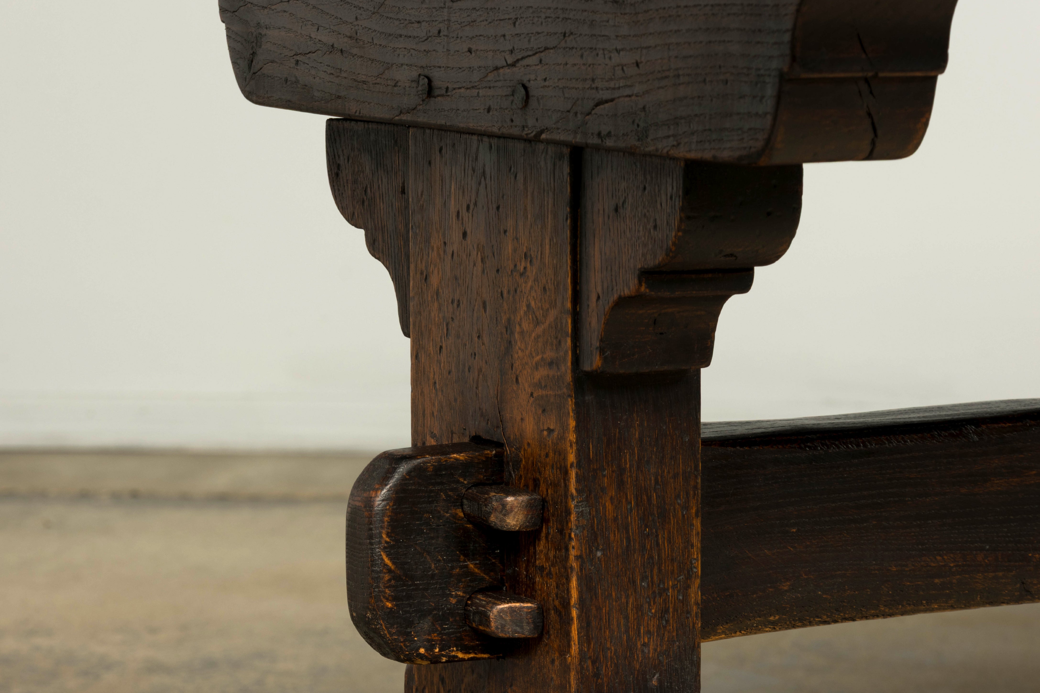 18th Century French Provincial Oak Refectory Trestle Dining Table