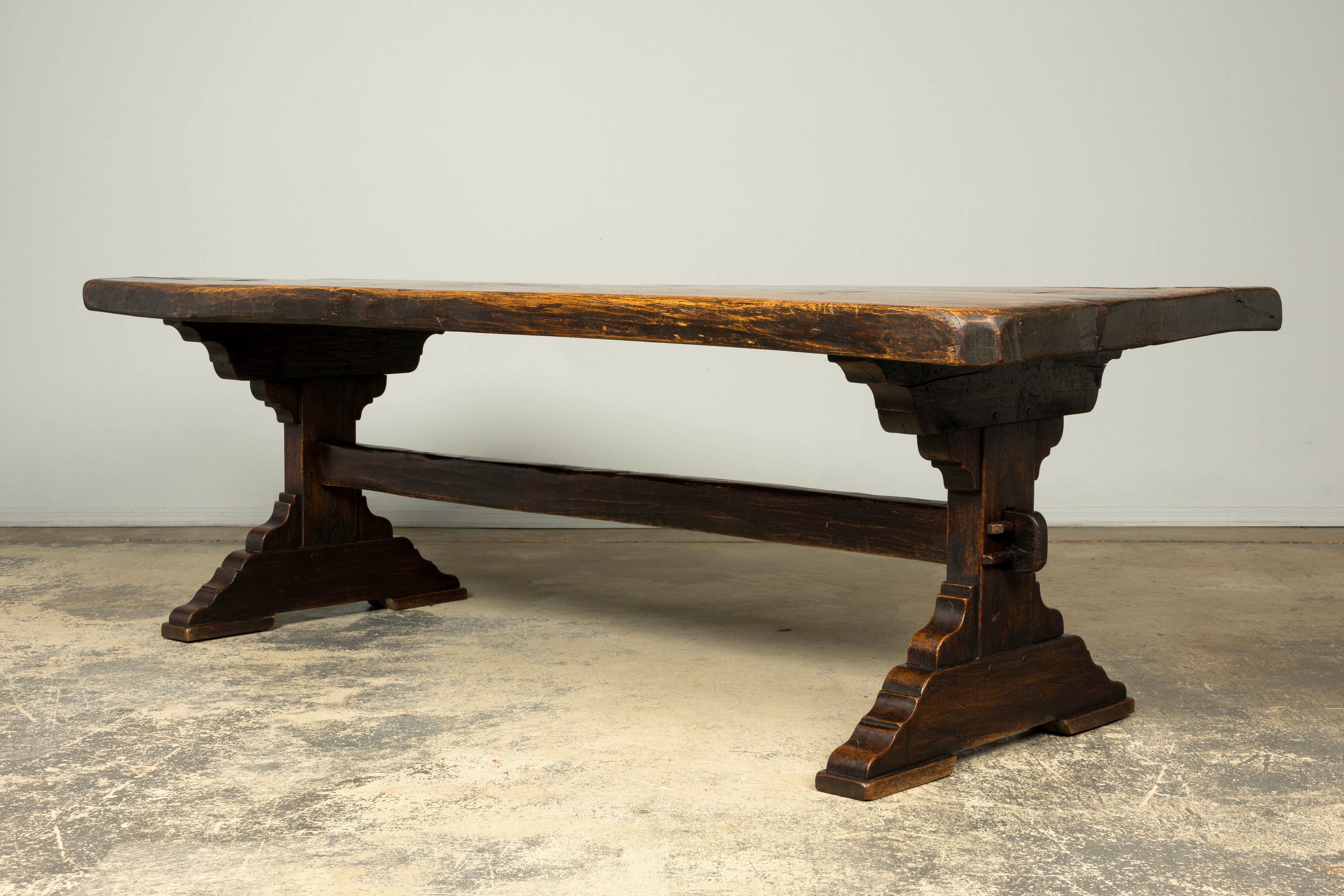 18th Century French Provincial Oak Refectory Trestle Dining Table