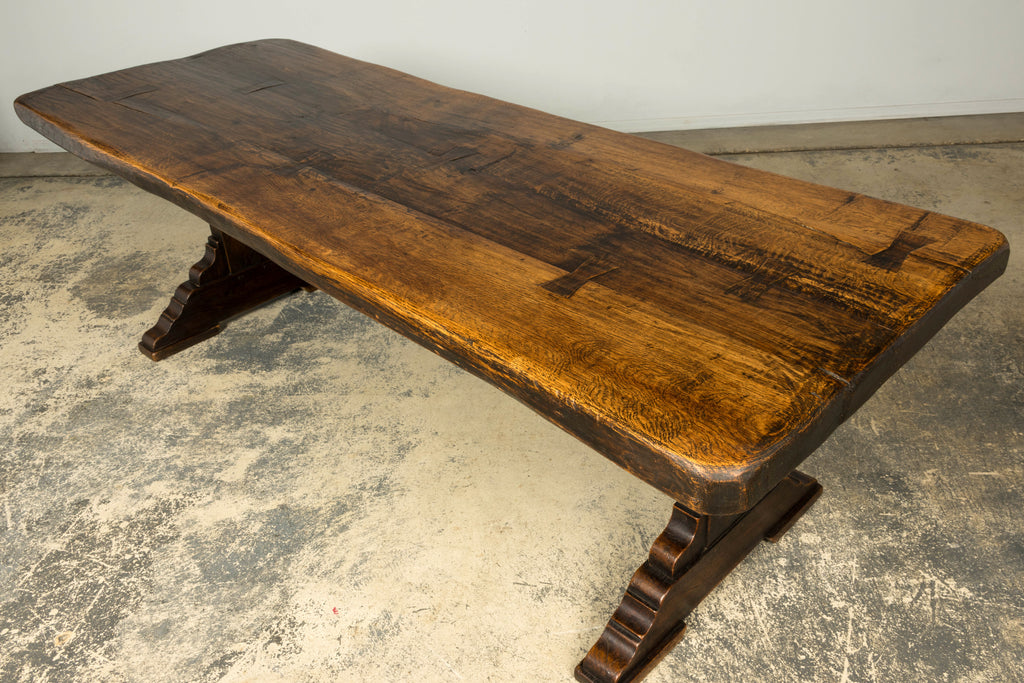 18th Century French Provincial Oak Refectory Trestle Dining Table