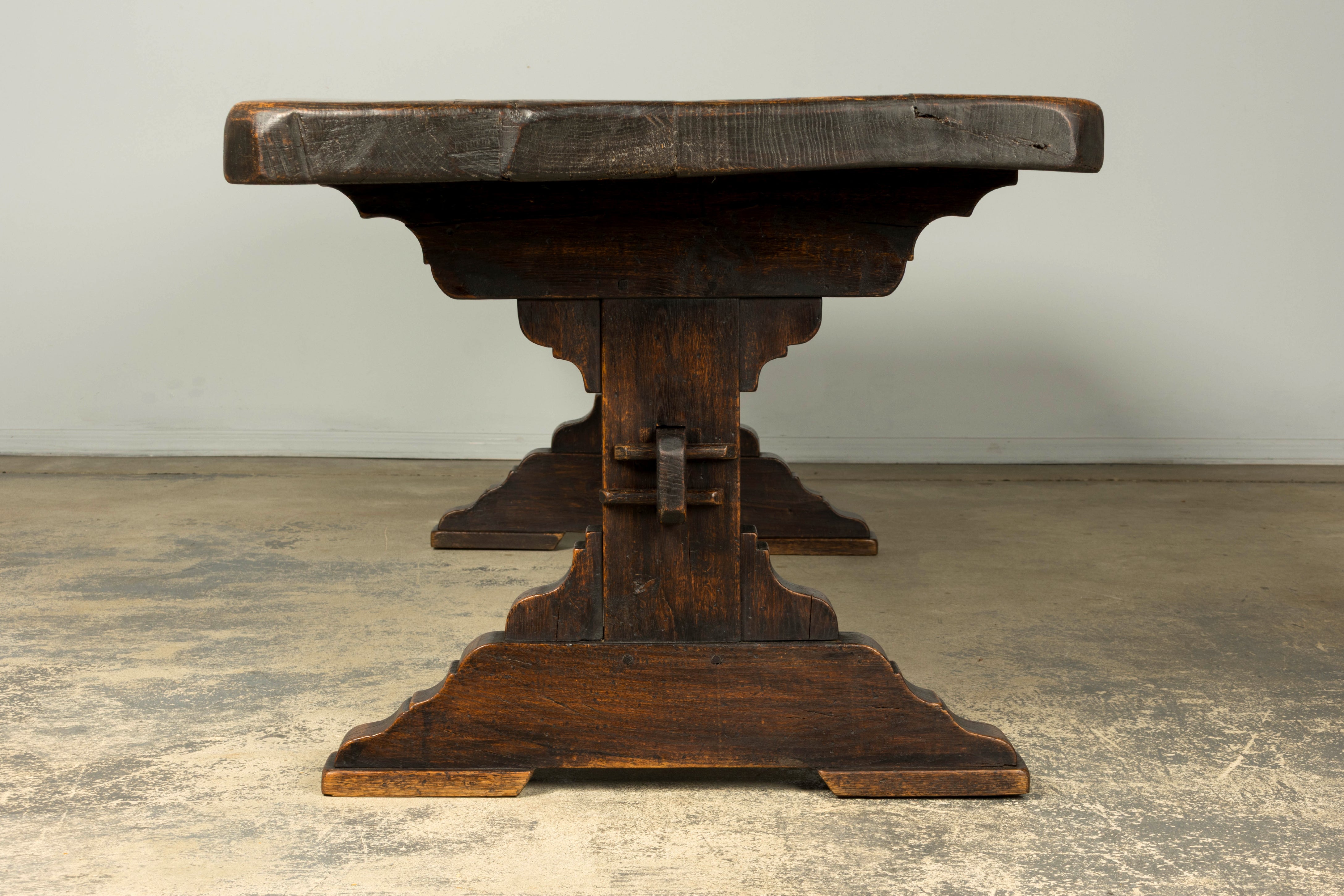 18th Century French Provincial Oak Refectory Trestle Dining Table