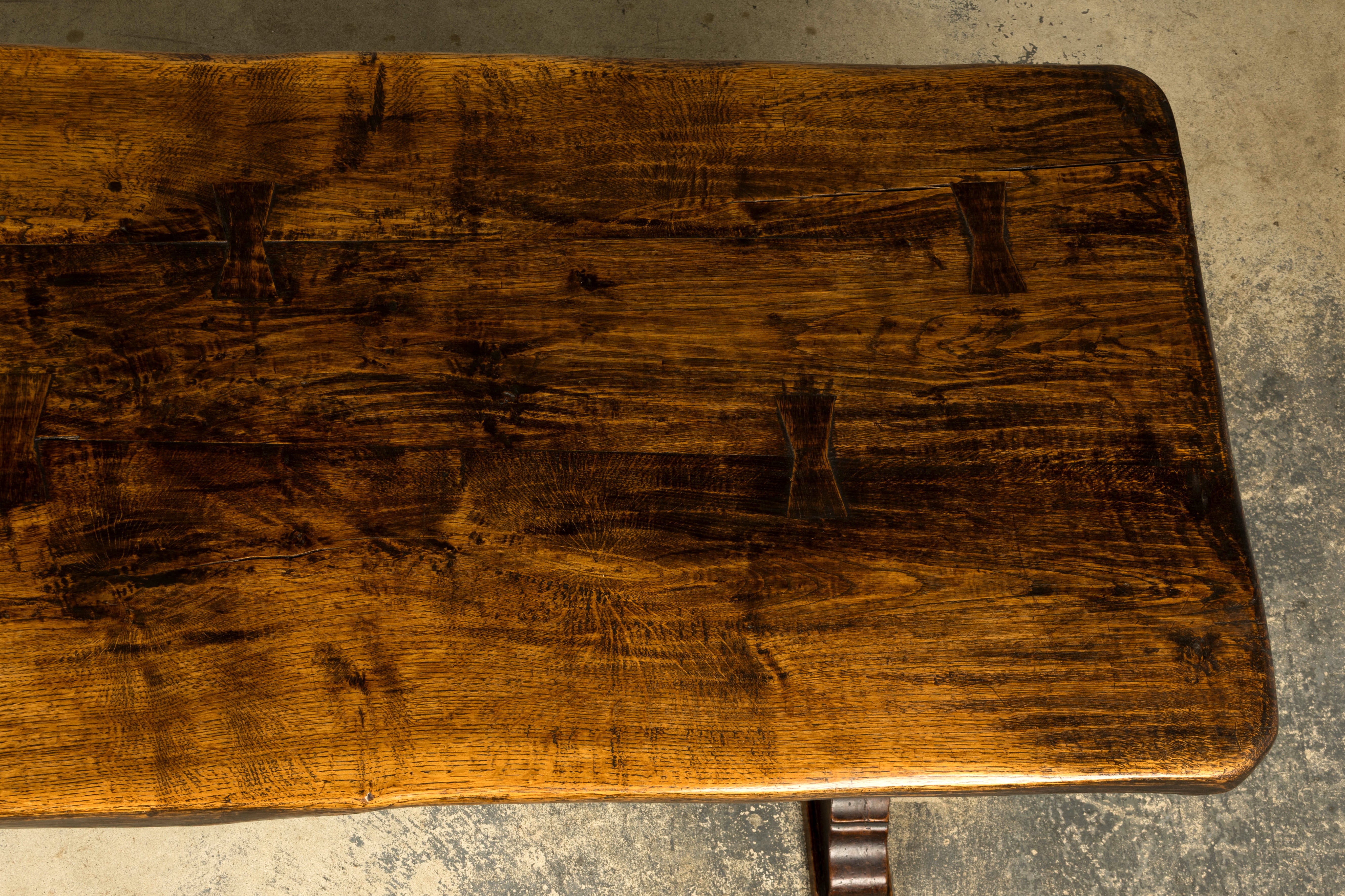 18th Century French Provincial Oak Refectory Trestle Dining Table