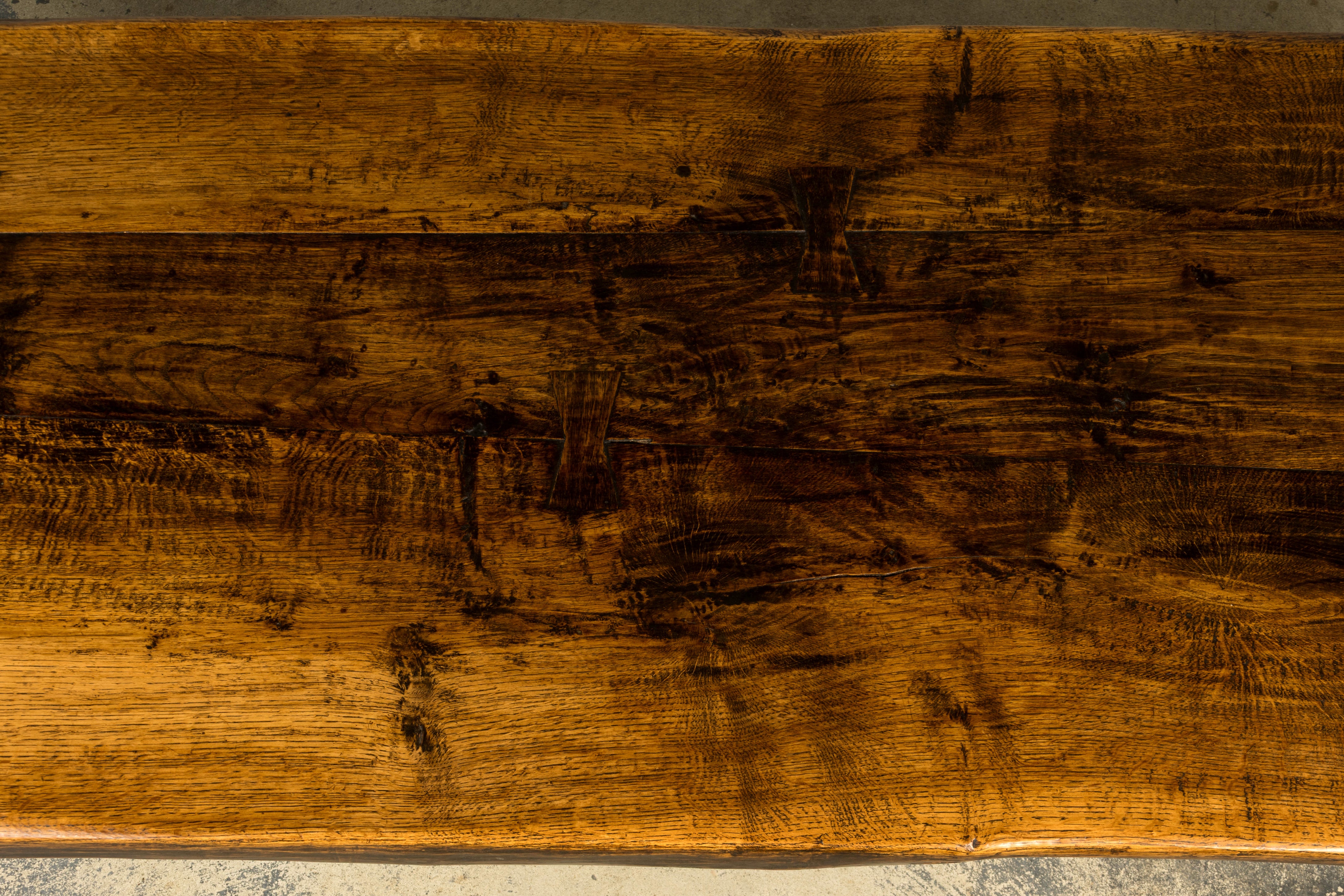 18th Century French Provincial Oak Refectory Trestle Dining Table