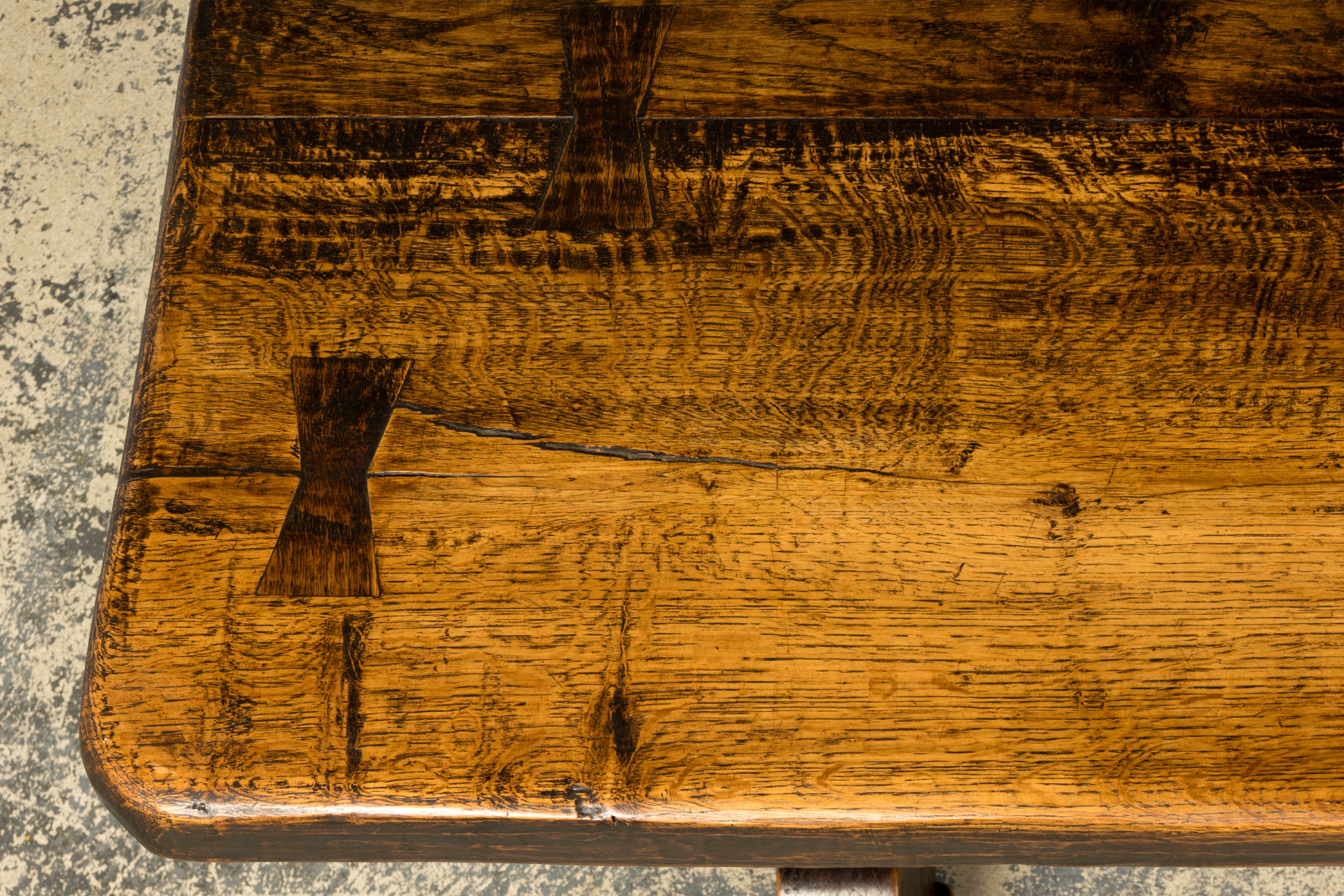 18th Century French Provincial Oak Refectory Trestle Dining Table