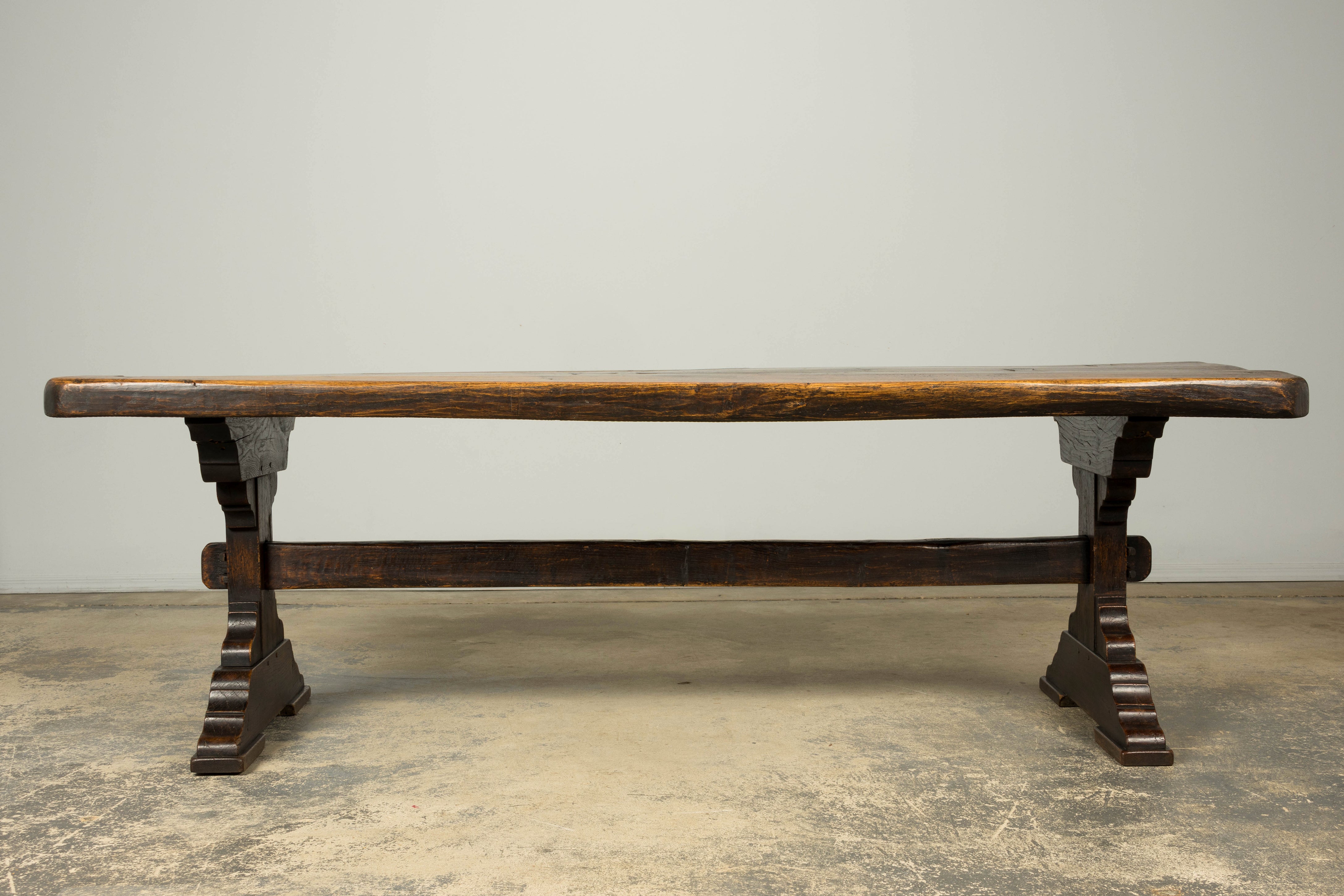 18th Century French Provincial Oak Refectory Trestle Dining Table