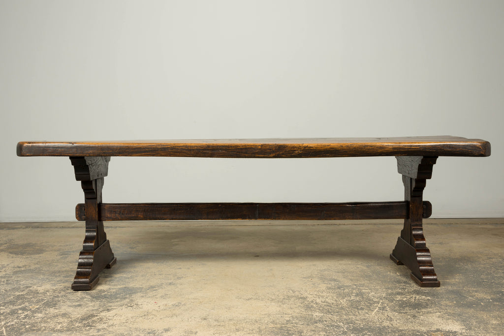 18th Century French Provincial Oak Refectory Trestle Dining Table