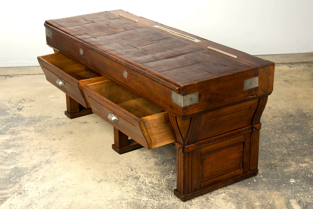 1920s French Art Deco Butcher Block Table, Beech Wood, Provence