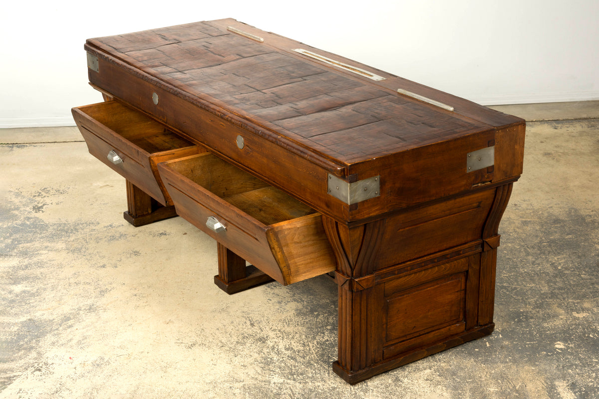 1920s French Art Deco Butcher Block Table, Beech Wood, Provence