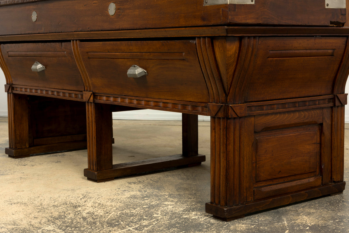 1920s French Art Deco Butcher Block Table, Beech Wood, Provence