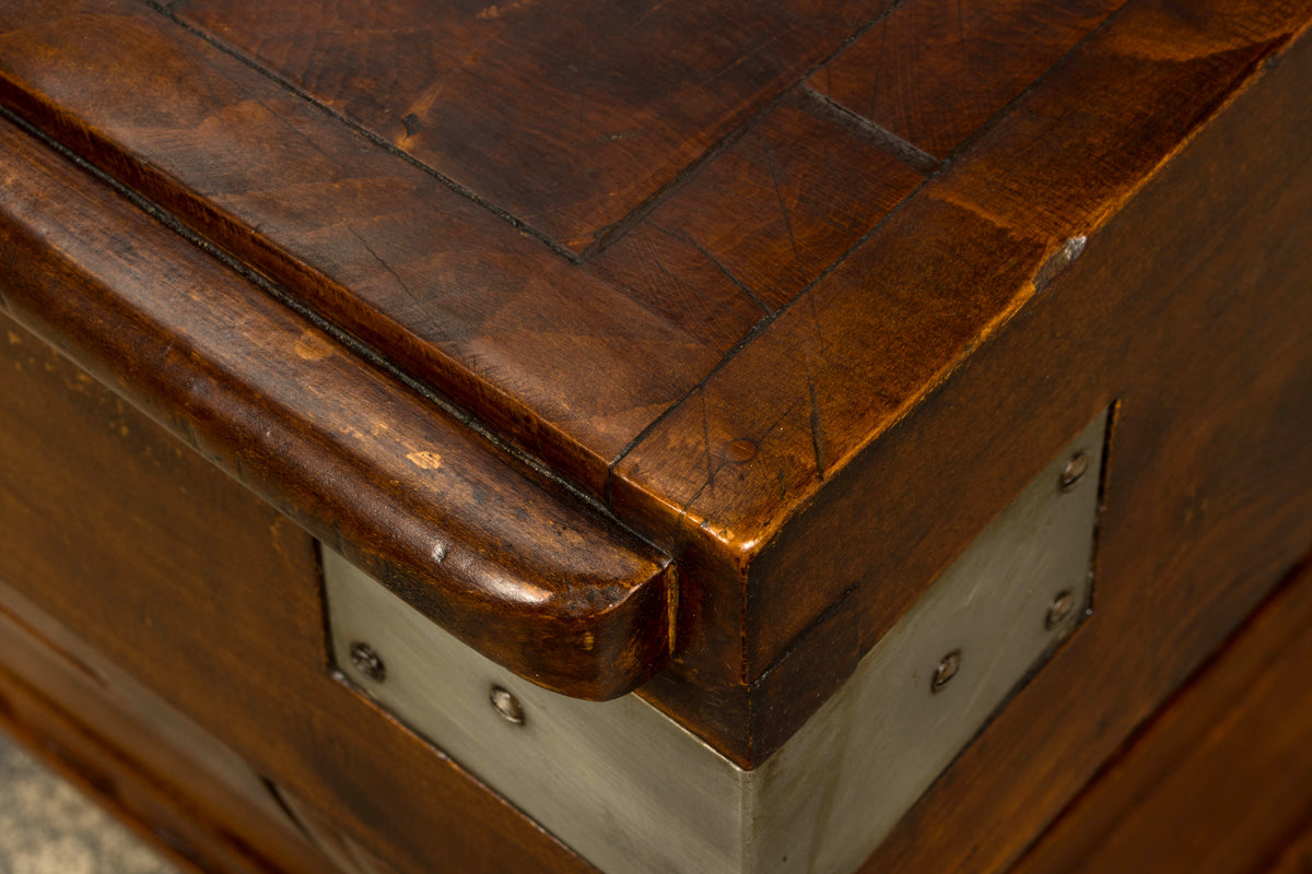 1920s French Art Deco Butcher Block Table, Beech Wood, Provence