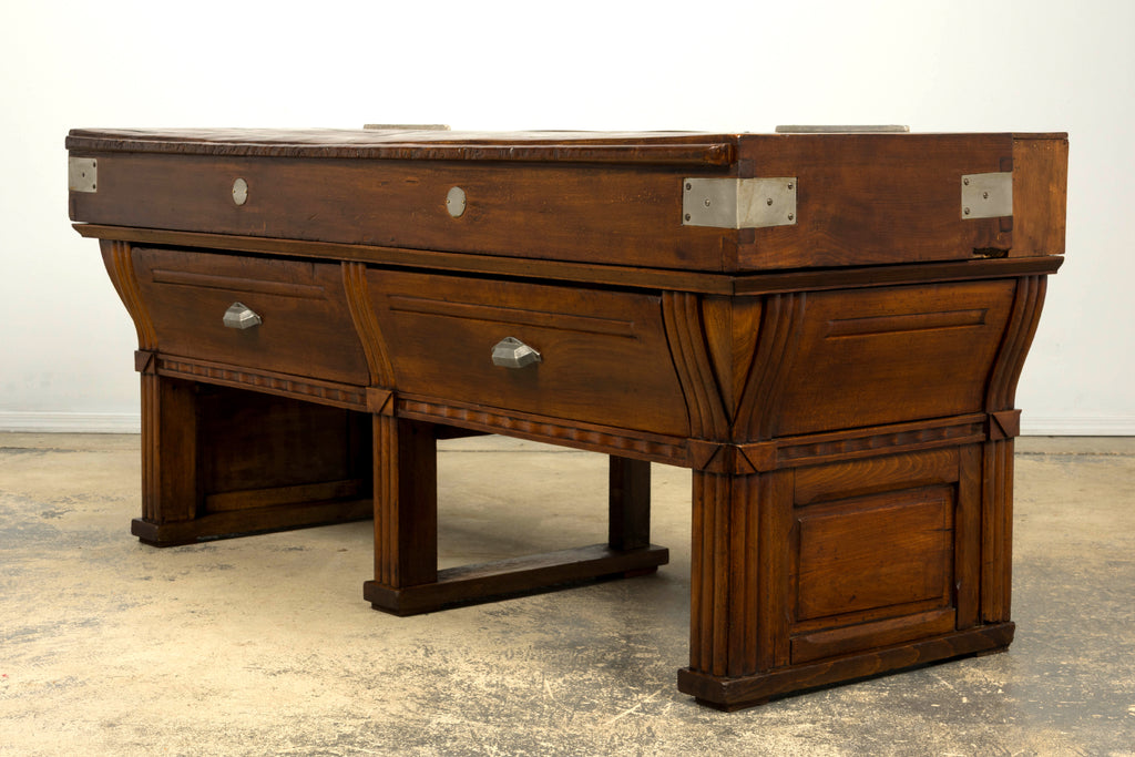 1920s French Art Deco Butcher Block Table, Beech Wood, Provence