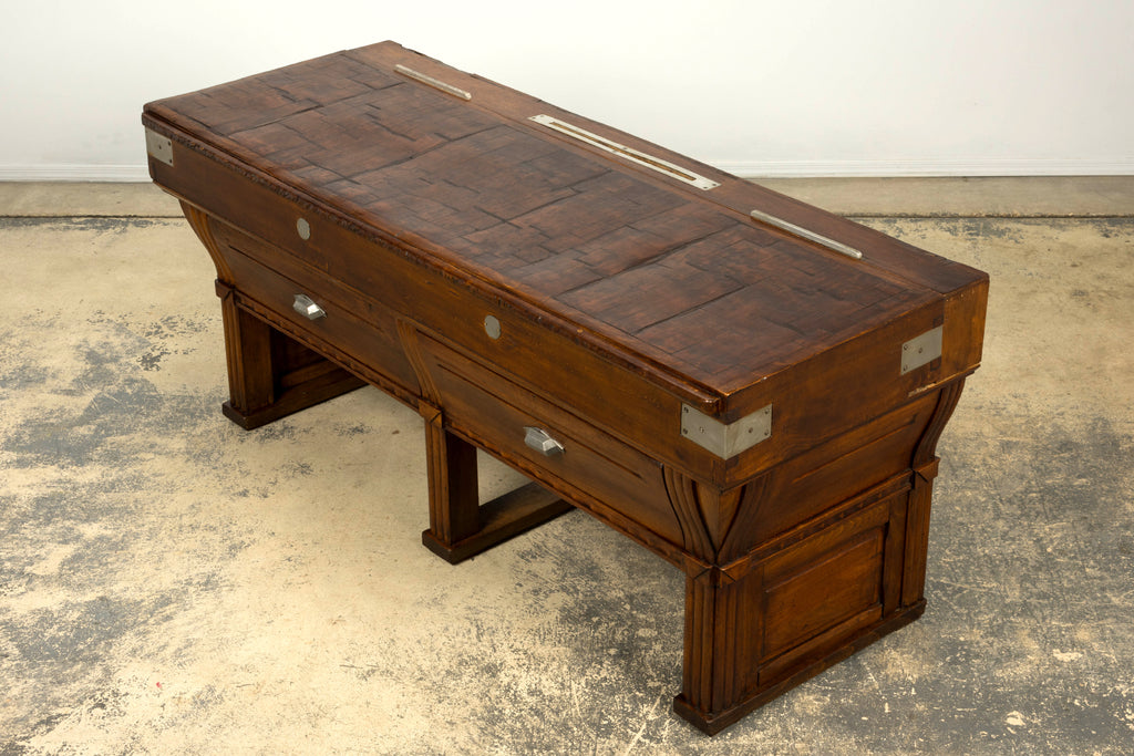 1920s French Art Deco Butcher Block Table, Beech Wood, Provence