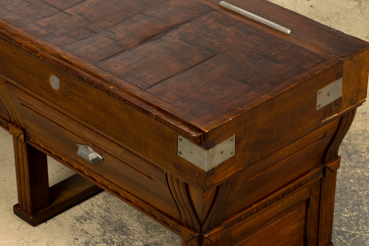 1920s French Art Deco Butcher Block Table, Beech Wood, Provence