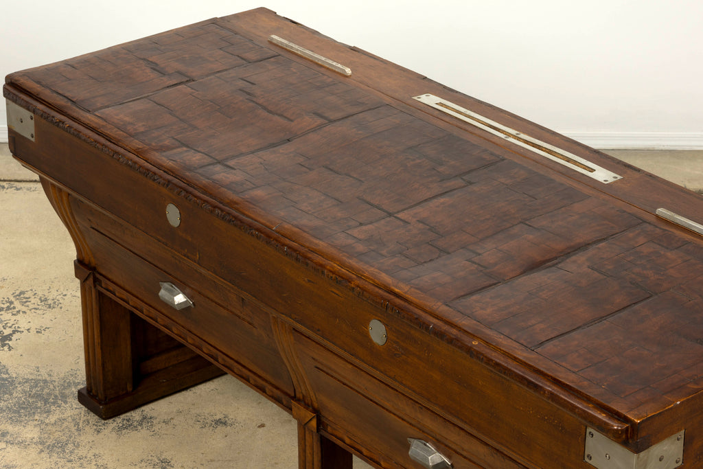 1920s French Art Deco Butcher Block Table, Beech Wood, Provence