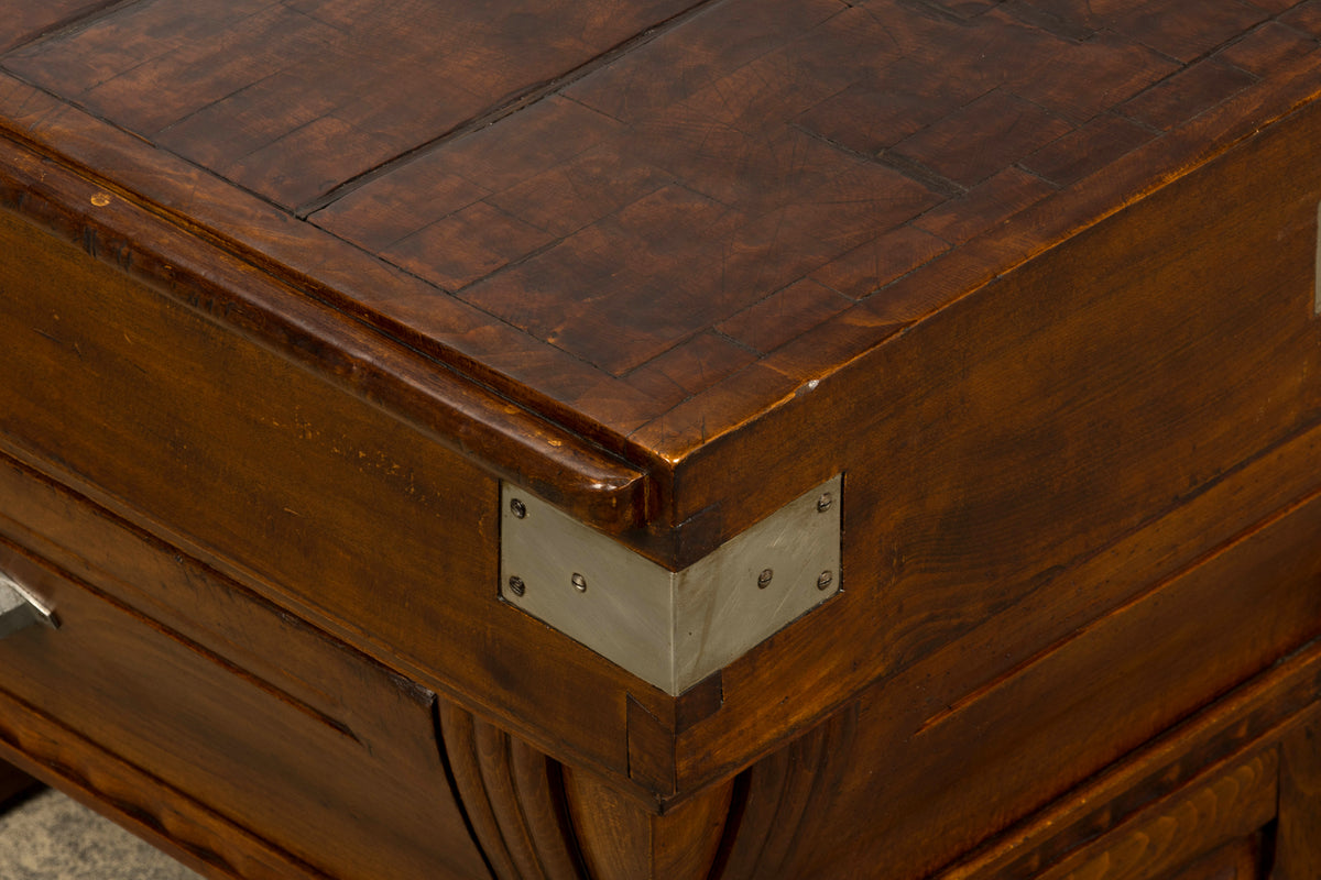 1920s French Art Deco Butcher Block Table, Beech Wood, Provence