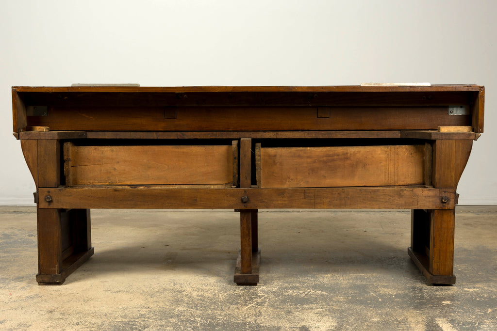 1920s French Art Deco Butcher Block Table, Beech Wood, Provence