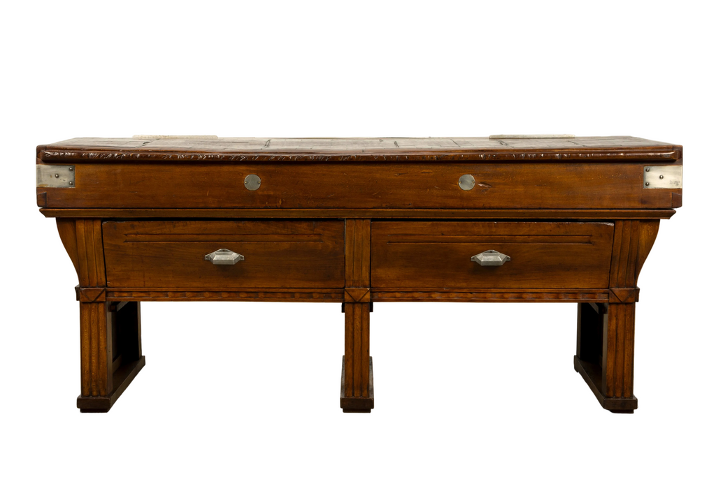 1920s French Art Deco Butcher Block Table, Beech Wood, Provence