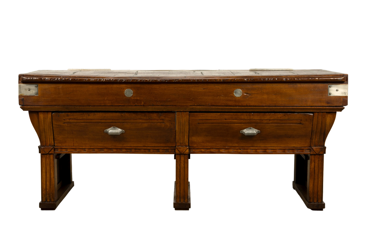 1920s French Art Deco Butcher Block Table, Beech Wood, Provence