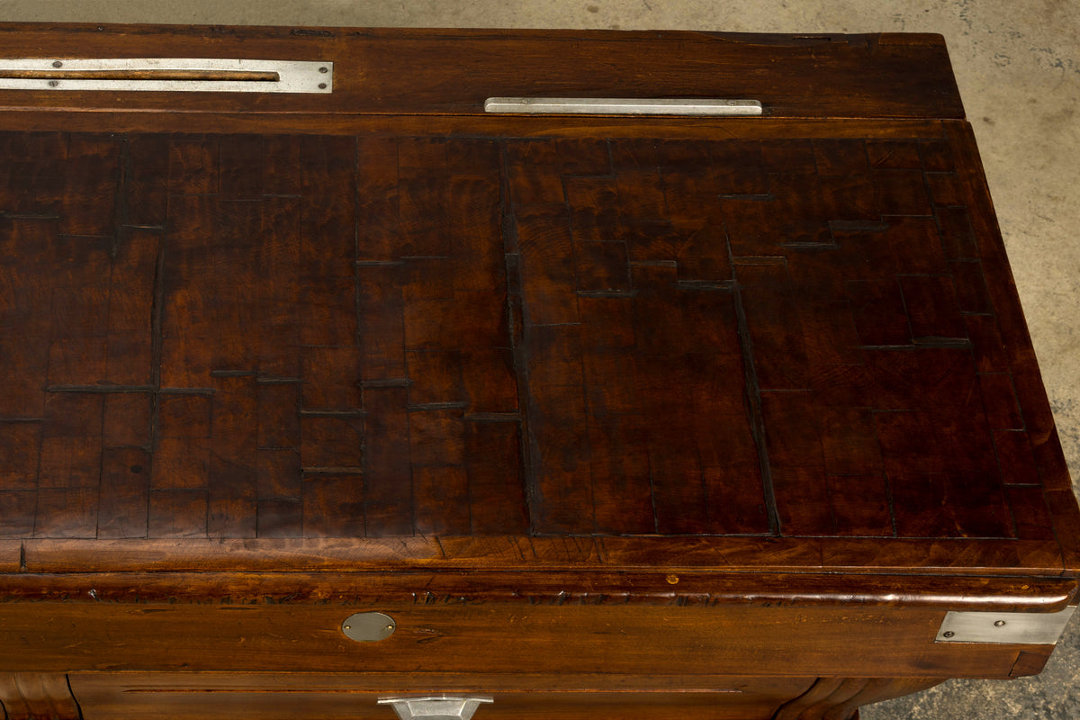 1920s French Art Deco Butcher Block Table, Beech Wood, Provence