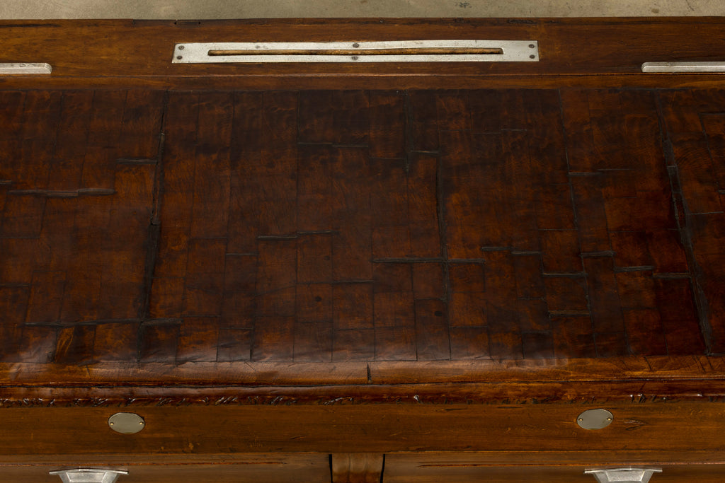 1920s French Art Deco Butcher Block Table, Beech Wood, Provence