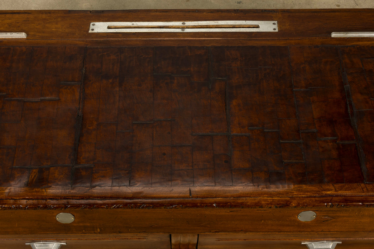 1920s French Art Deco Butcher Block Table, Beech Wood, Provence