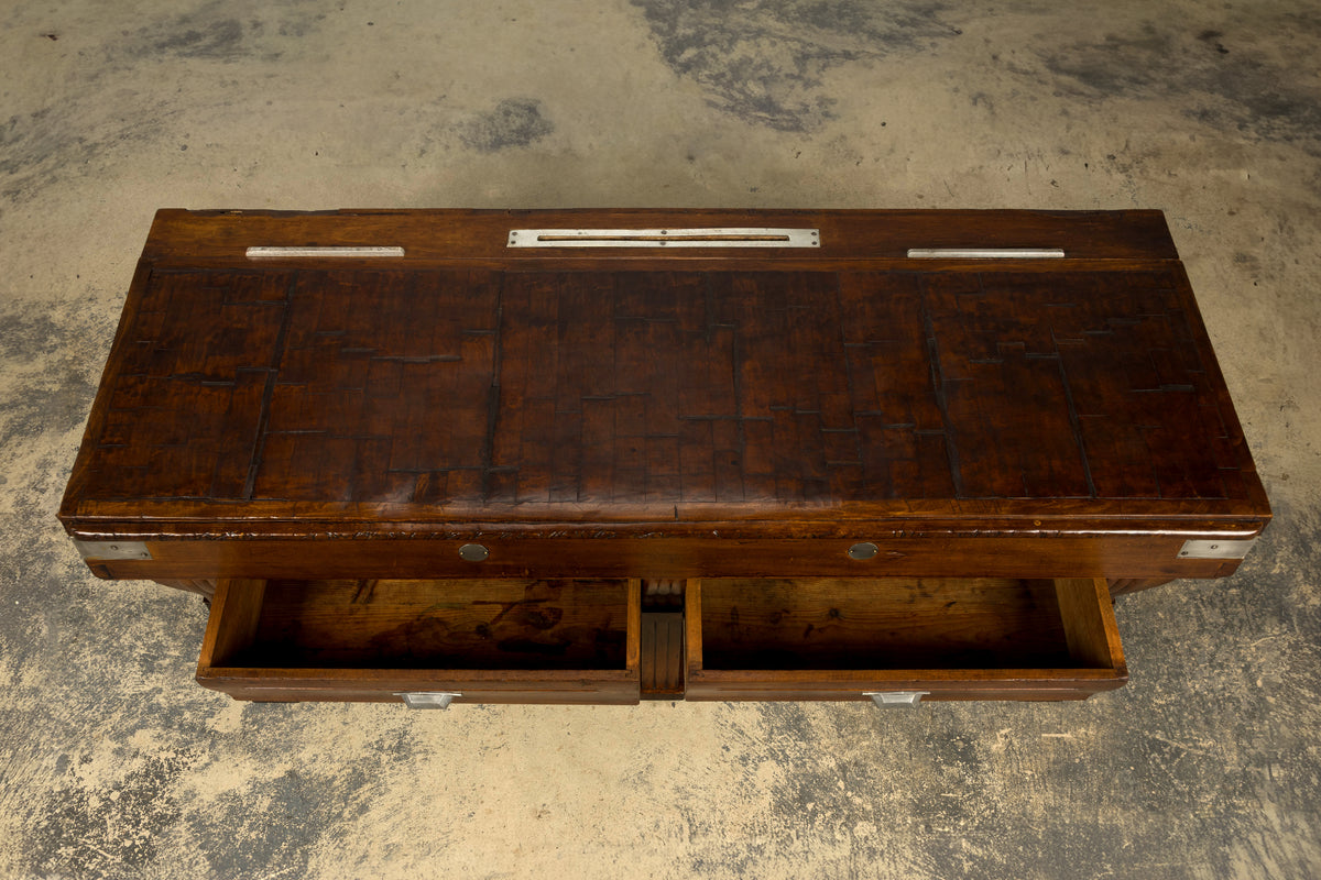 1920s French Art Deco Butcher Block Table, Beech Wood, Provence