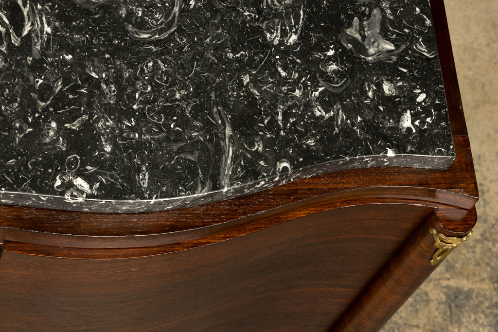 1930s French Art Deco Rosewood Sideboard with Black Marble Top