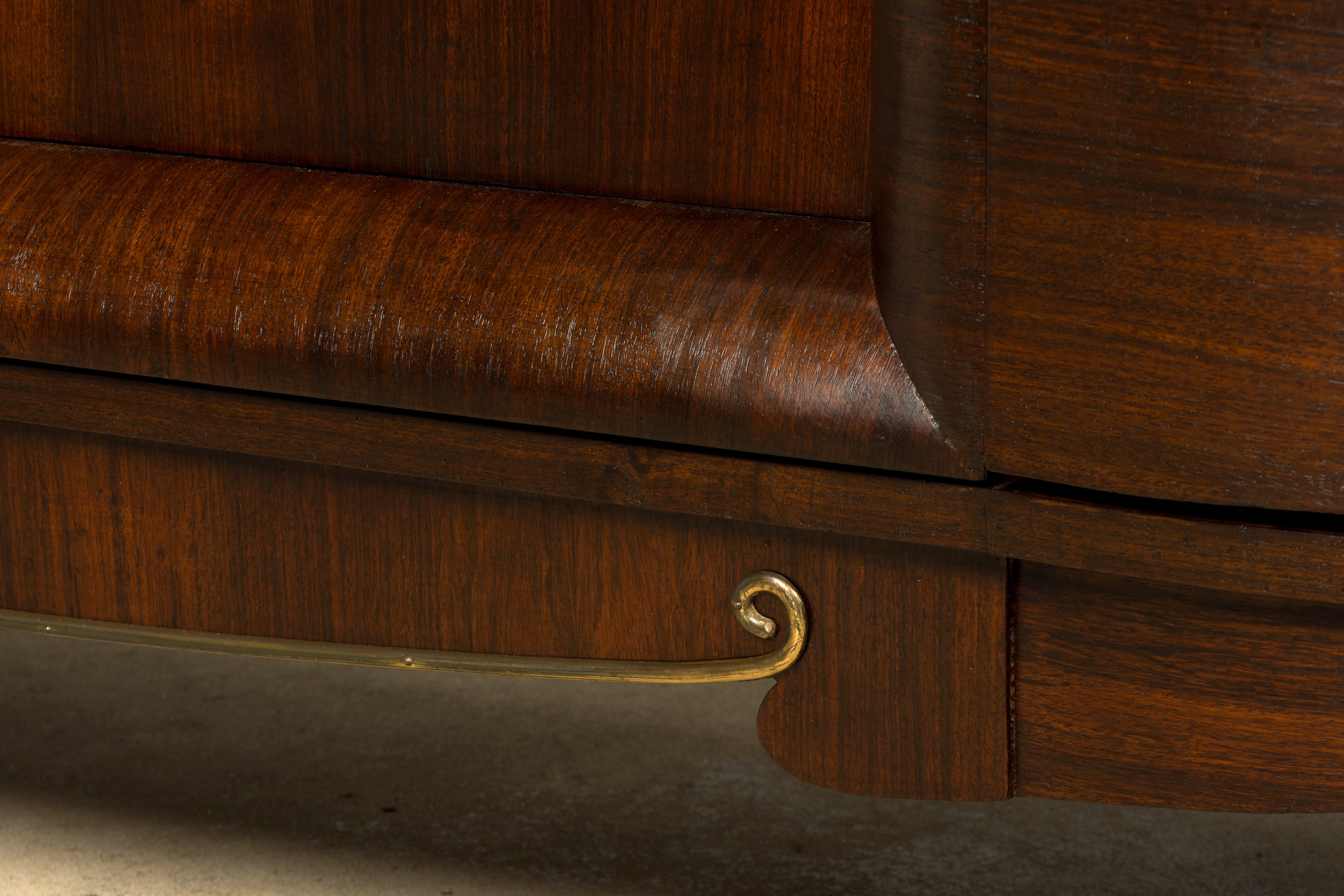 1930s French Art Deco Rosewood Sideboard with Black Marble Top
