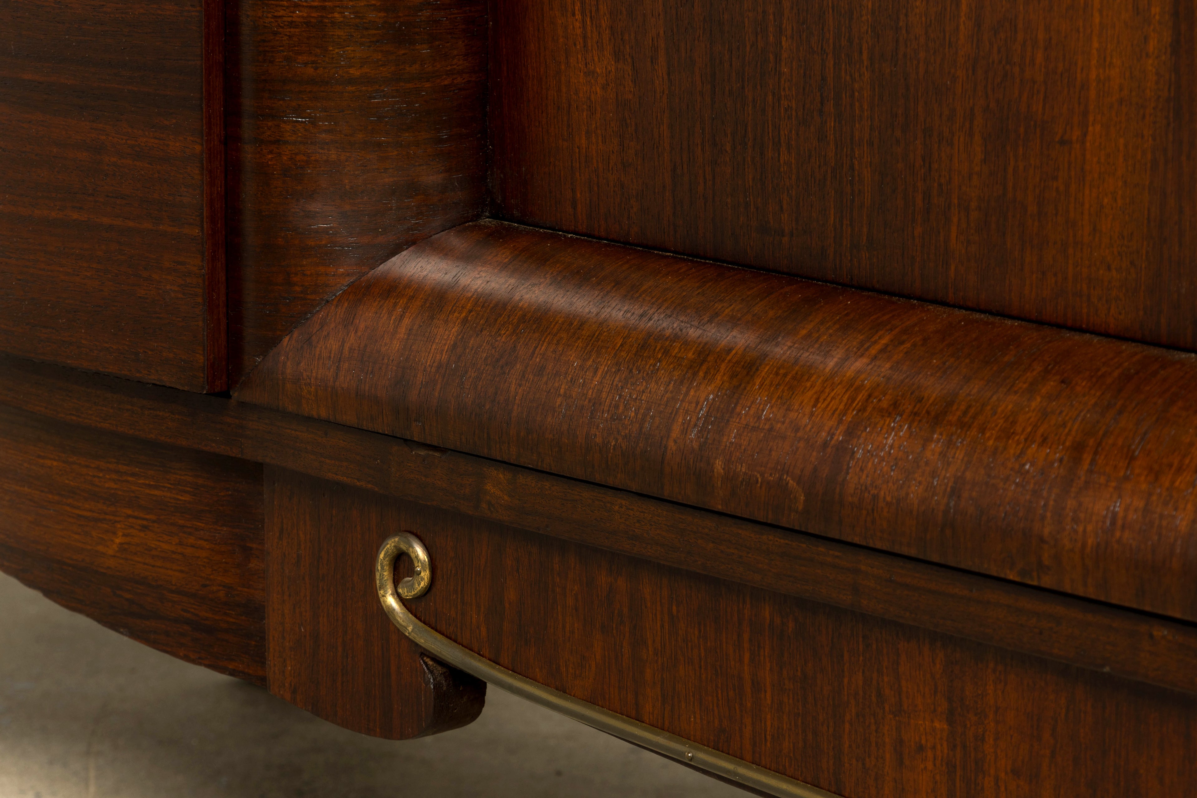 1930s French Art Deco Rosewood Sideboard with Black Marble Top