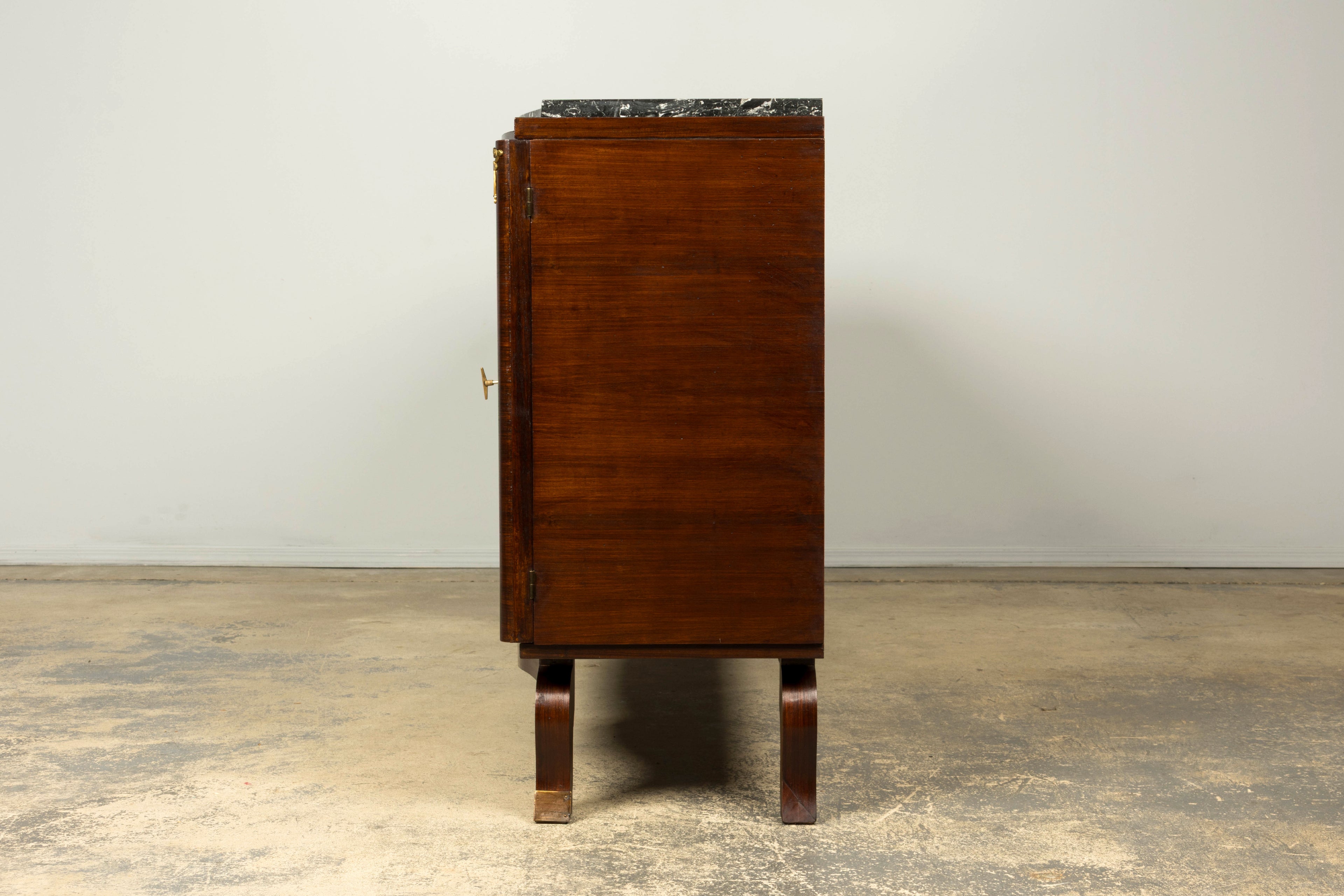 1930s French Art Deco Rosewood Sideboard with Black Marble Top