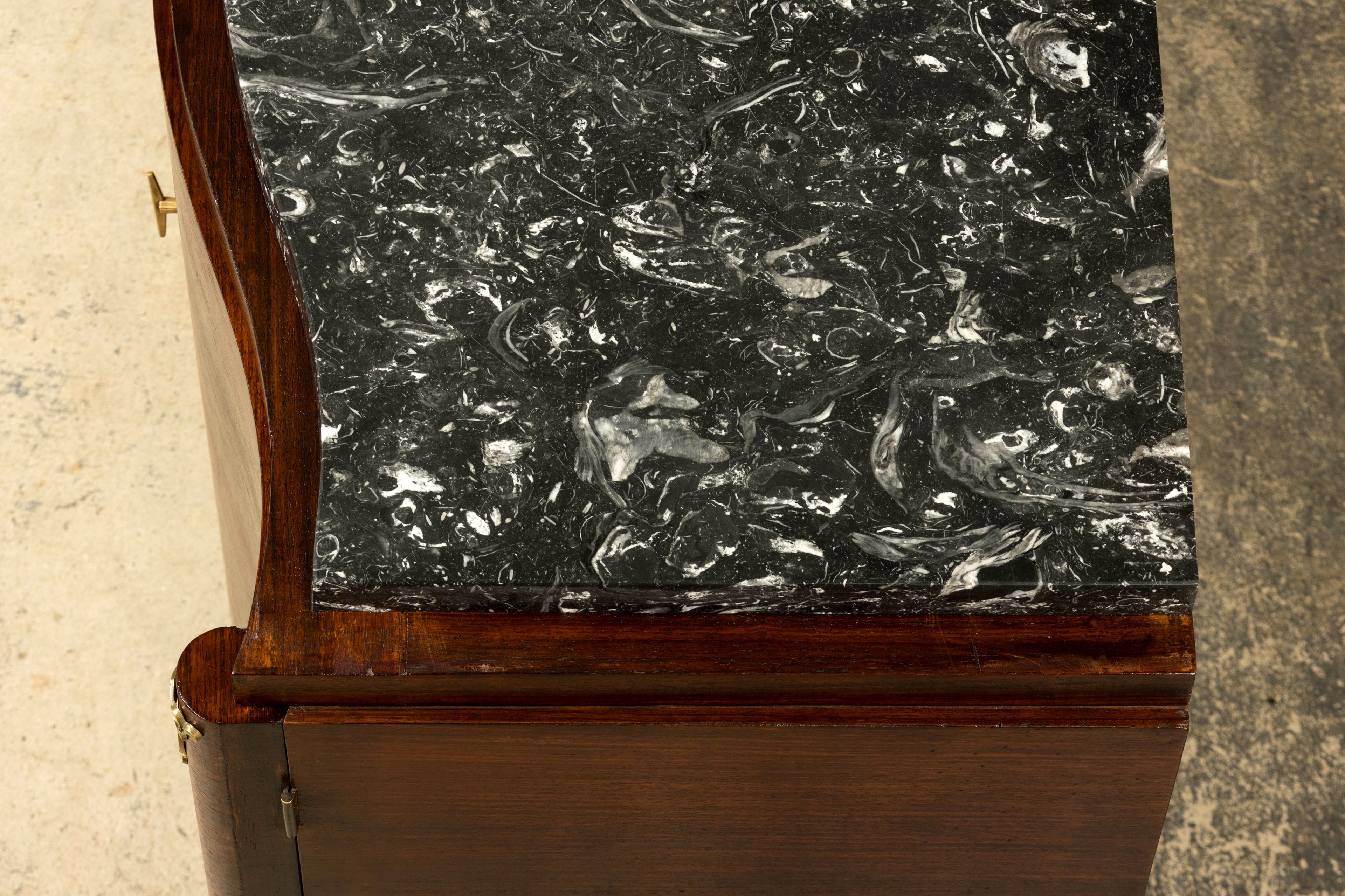 1930s French Art Deco Rosewood Sideboard with Black Marble Top