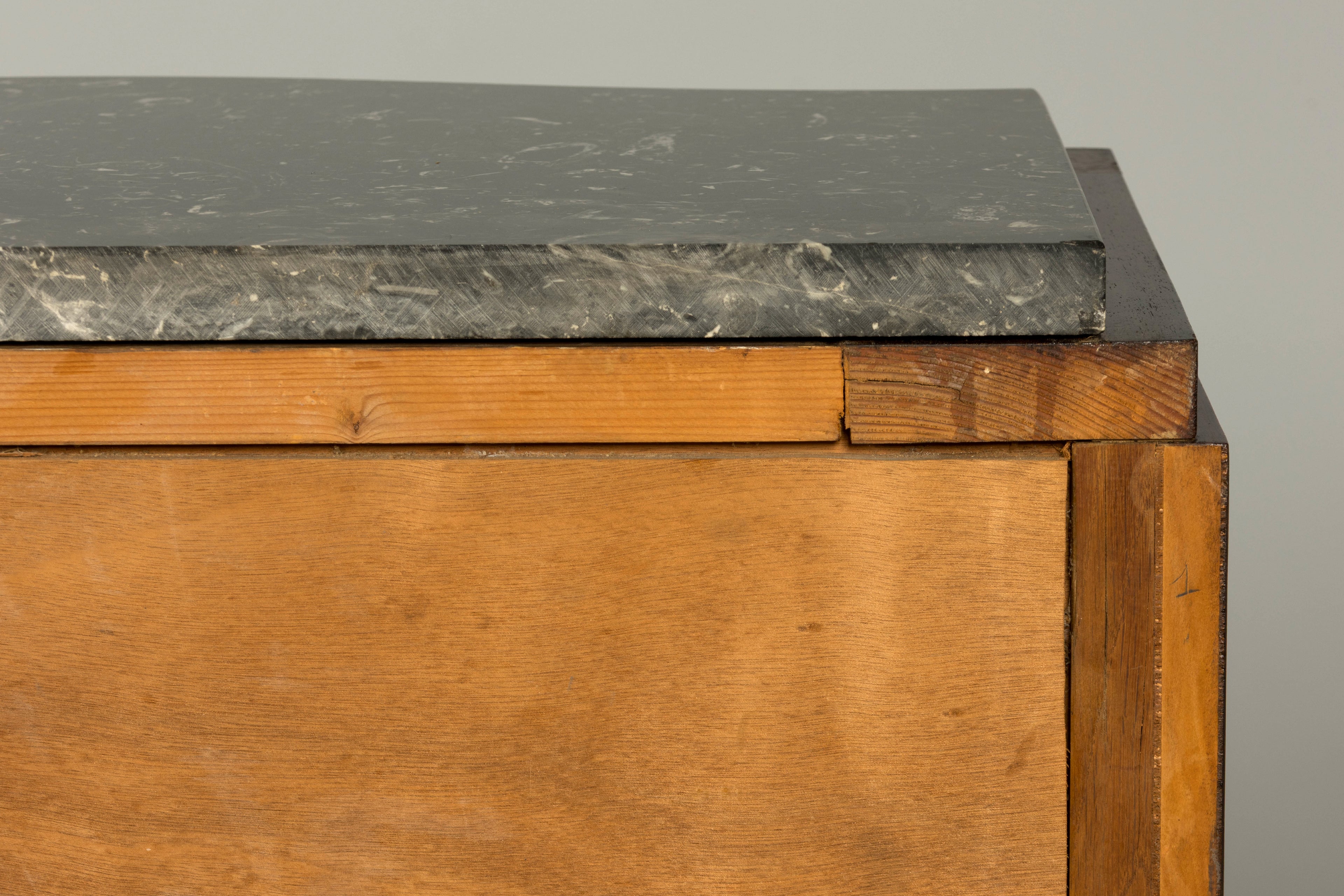 1930s French Art Deco Rosewood Sideboard with Black Marble Top