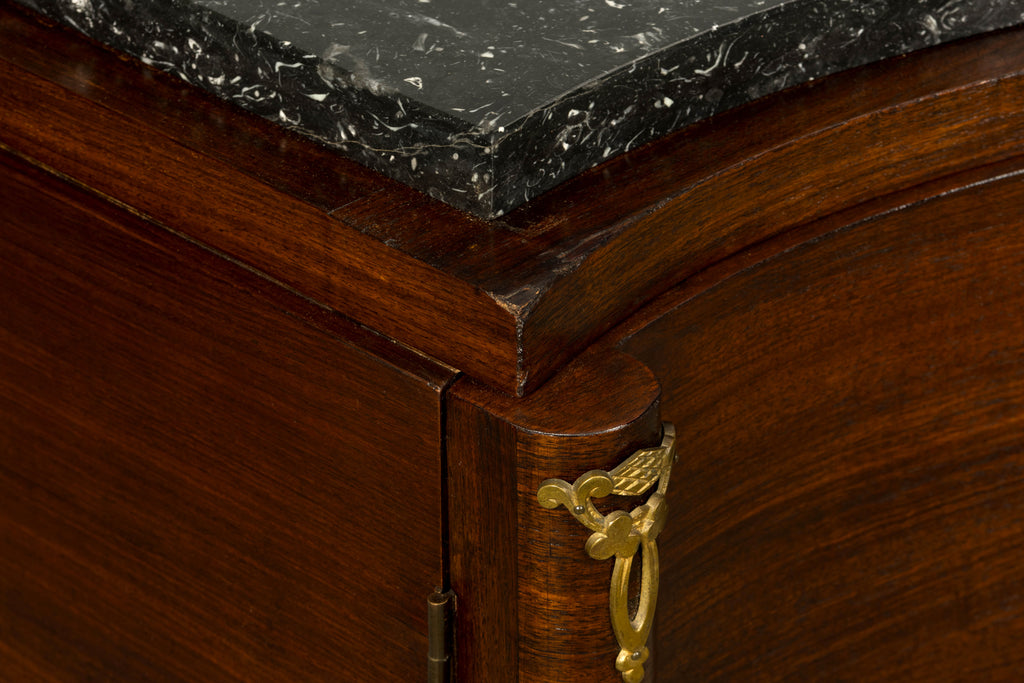 1930s French Art Deco Rosewood Sideboard with Black Marble Top