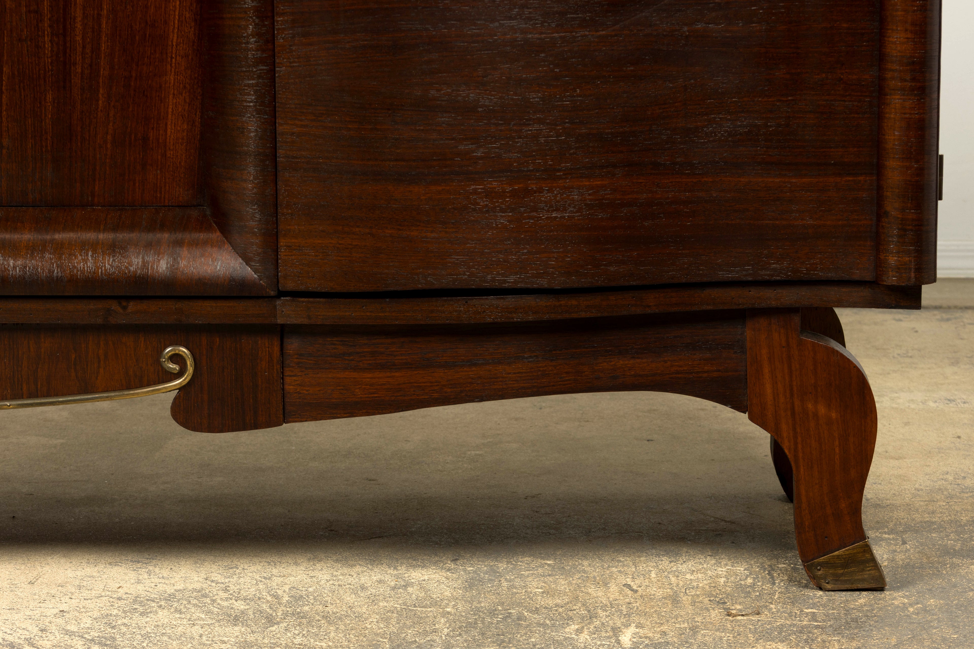 1930s French Art Deco Rosewood Sideboard with Black Marble Top