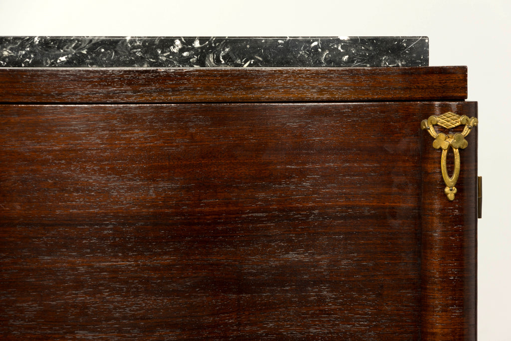 1930s French Art Deco Rosewood Sideboard with Black Marble Top