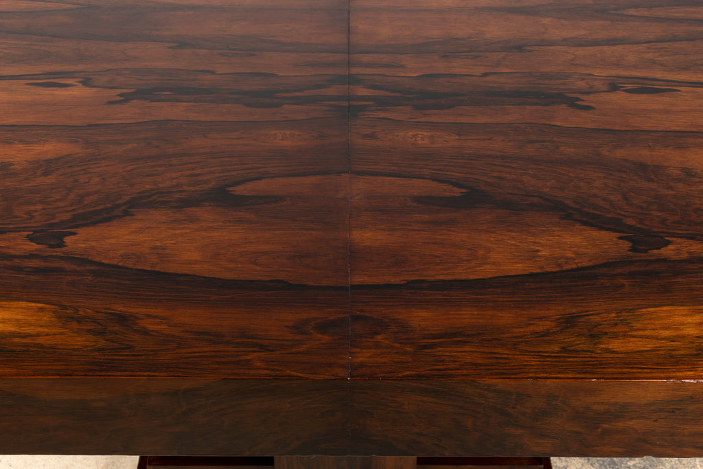 1930s French Art Deco Square Rosewood Dining Table with Architectural Pedestal Base