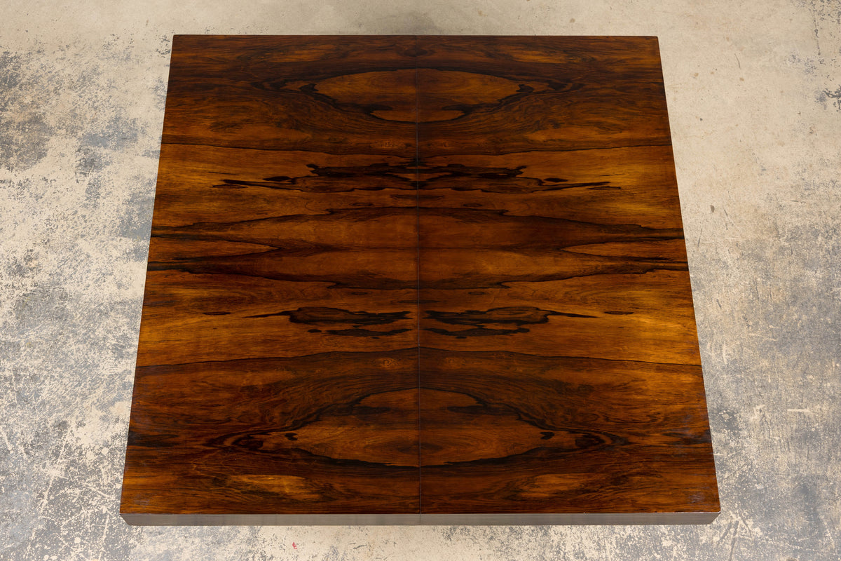 1930s French Art Deco Square Rosewood Dining Table with Architectural Pedestal Base