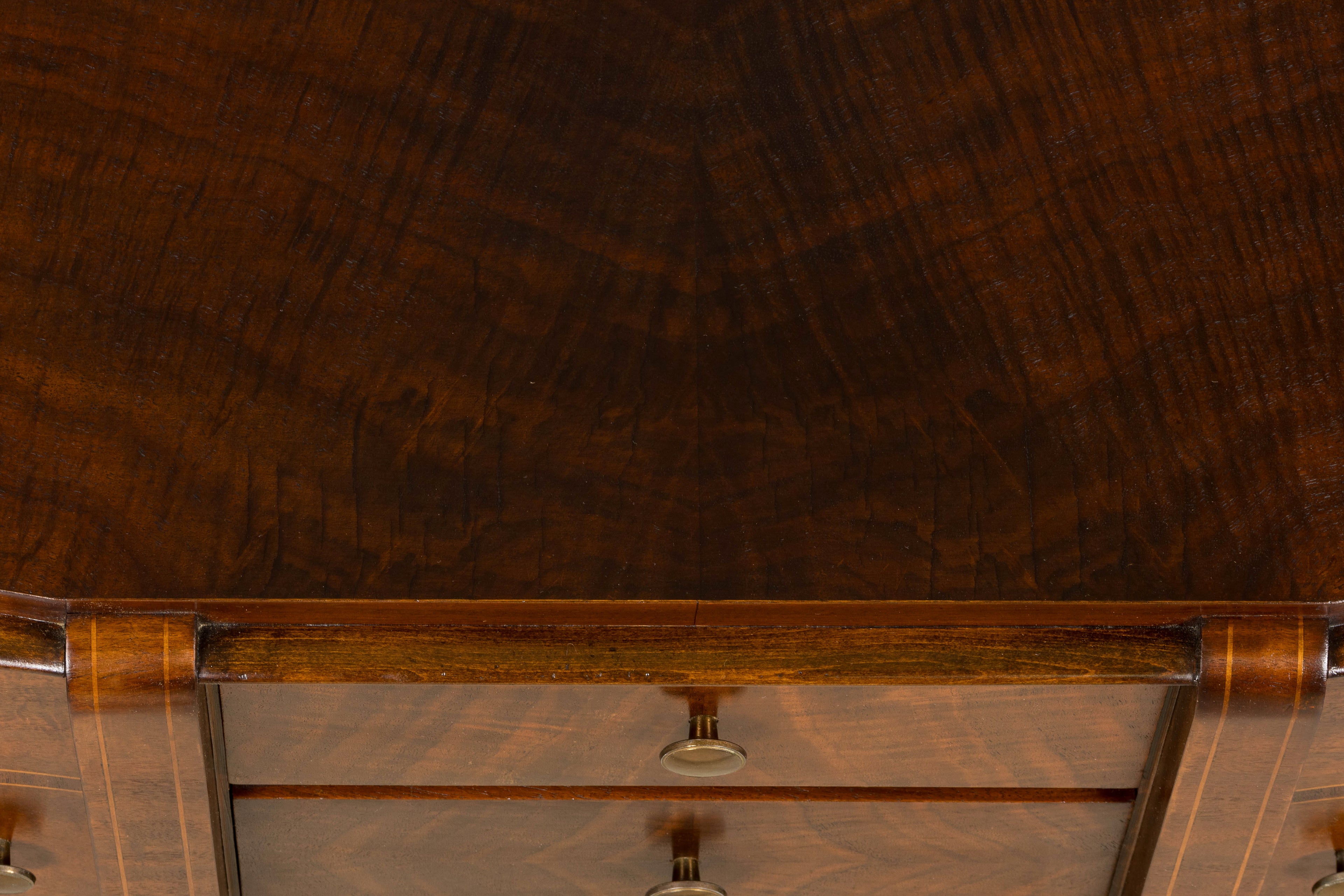 1930s French Art Deco Walnut Commode with Floral Marquetry