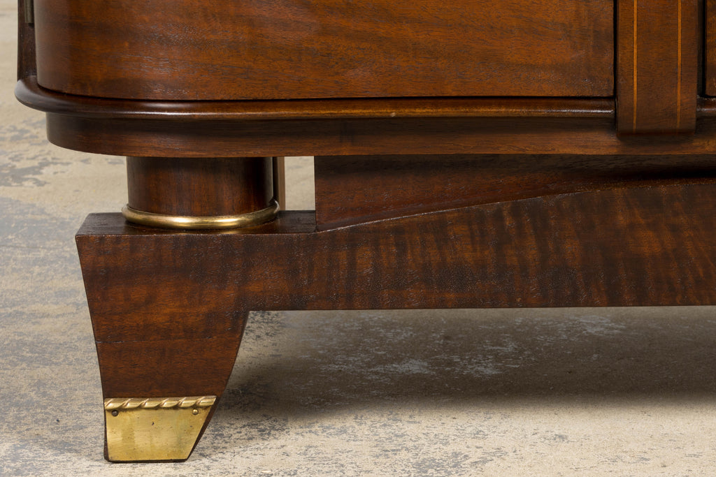 1930s French Art Deco Walnut Commode with Floral Marquetry