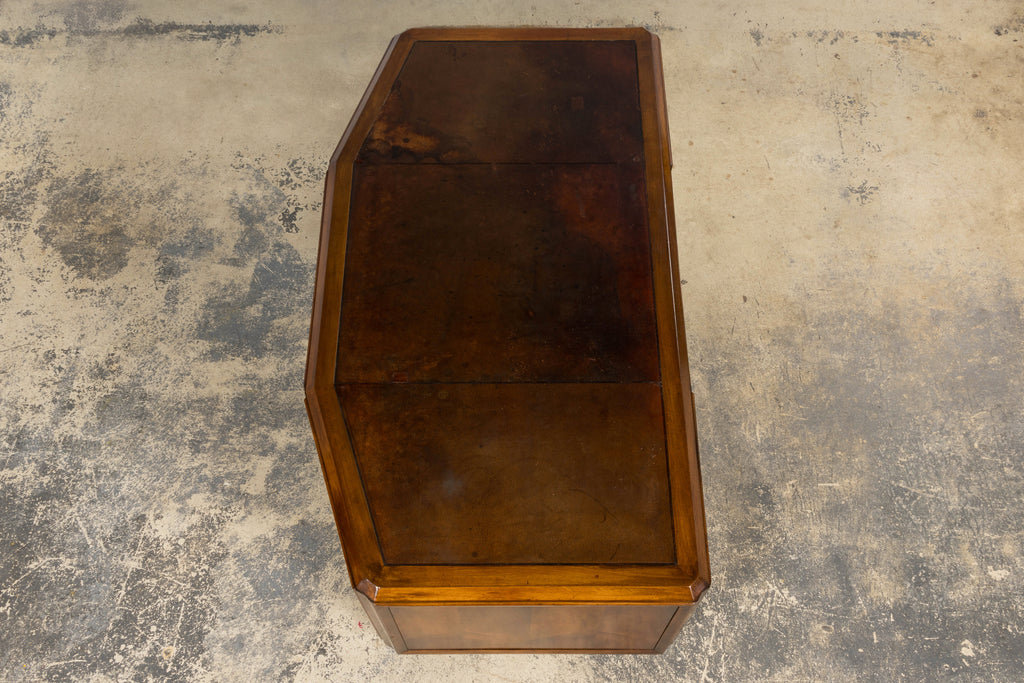 1930s French Art Deco Walnut Partner Desk with Leather Top
